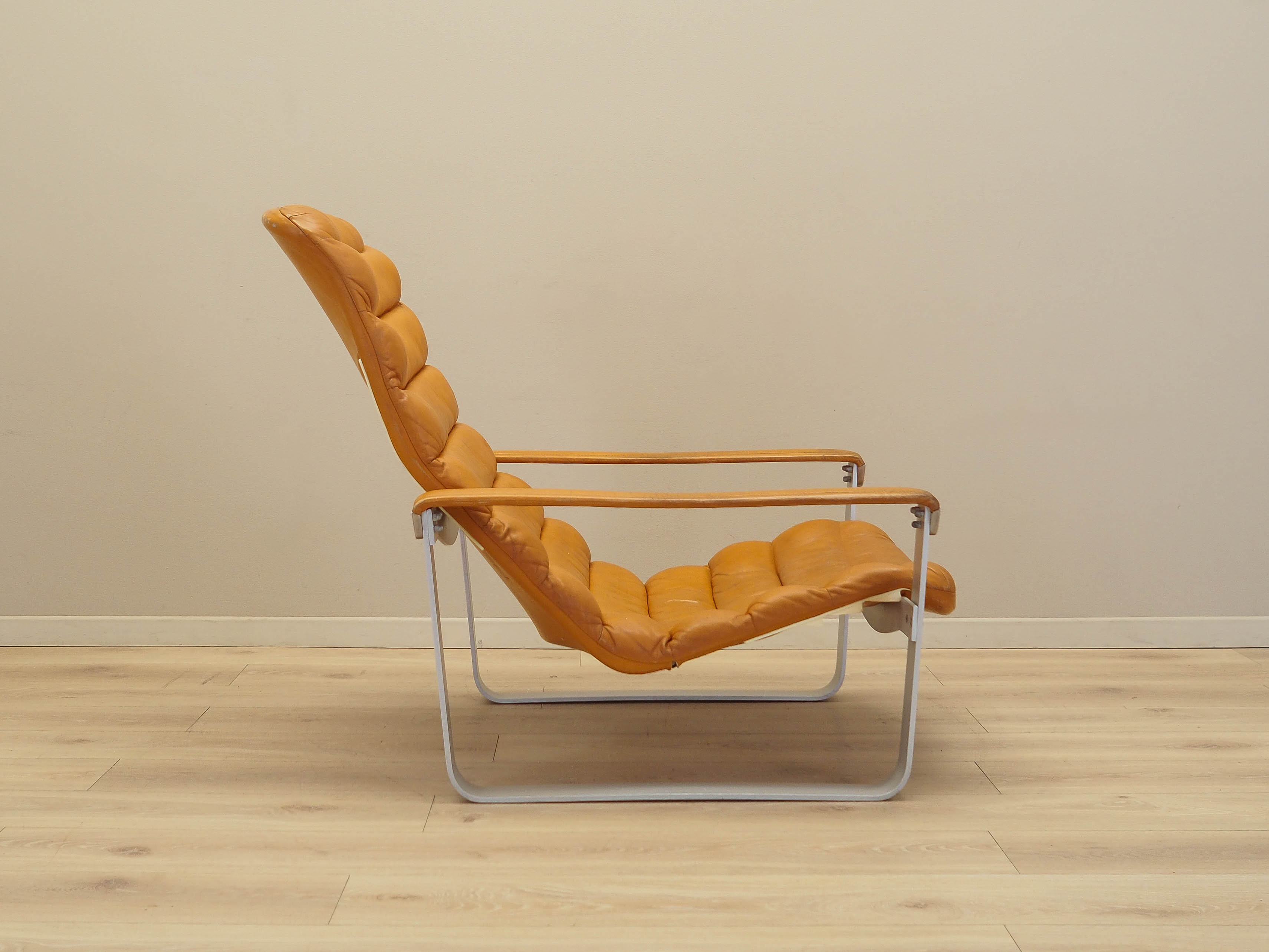 Lounge Chair Metal Leather Orange 1960s