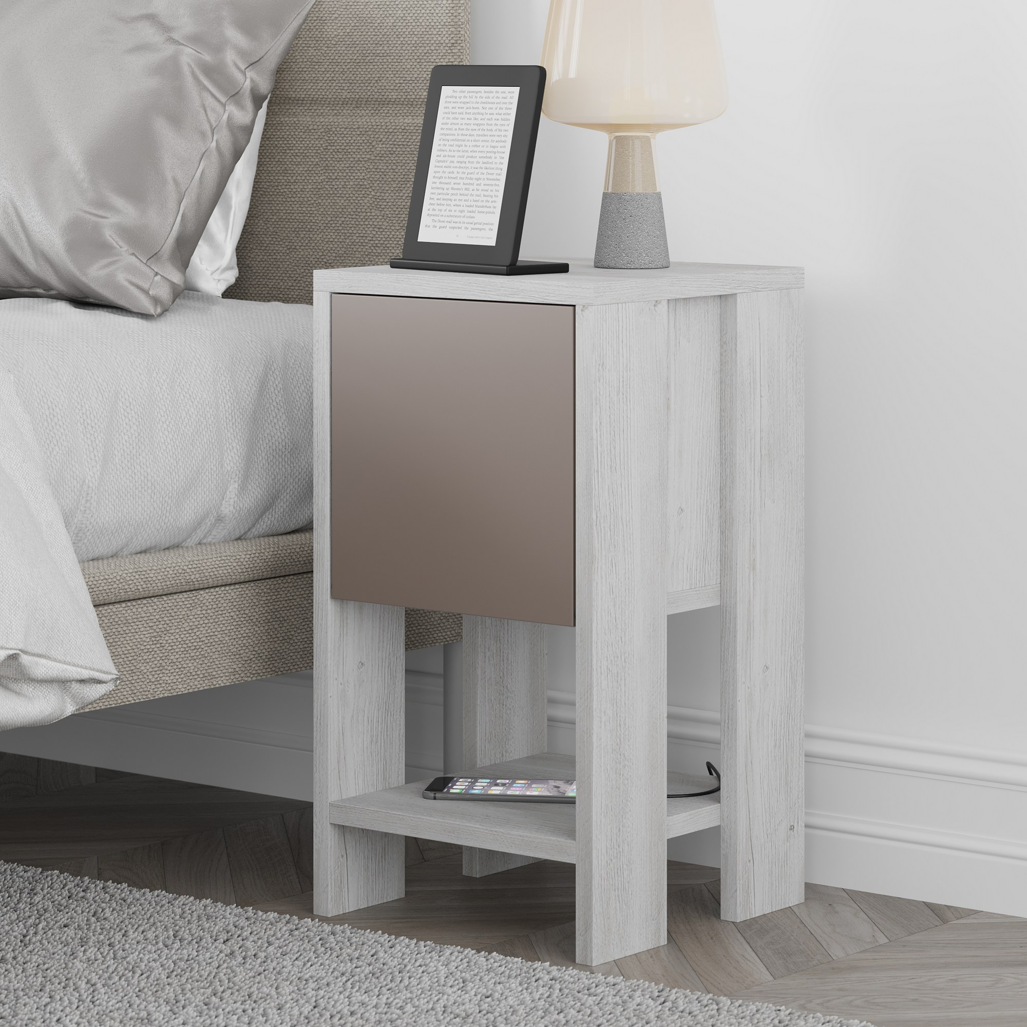 Ema Nightstand White Light Mocha