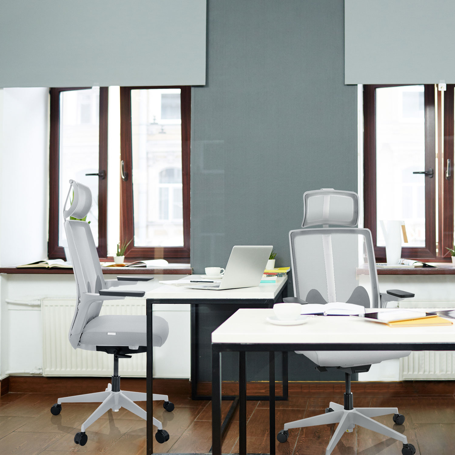 ARCEO W Bürostuhl Netzstoff Grau