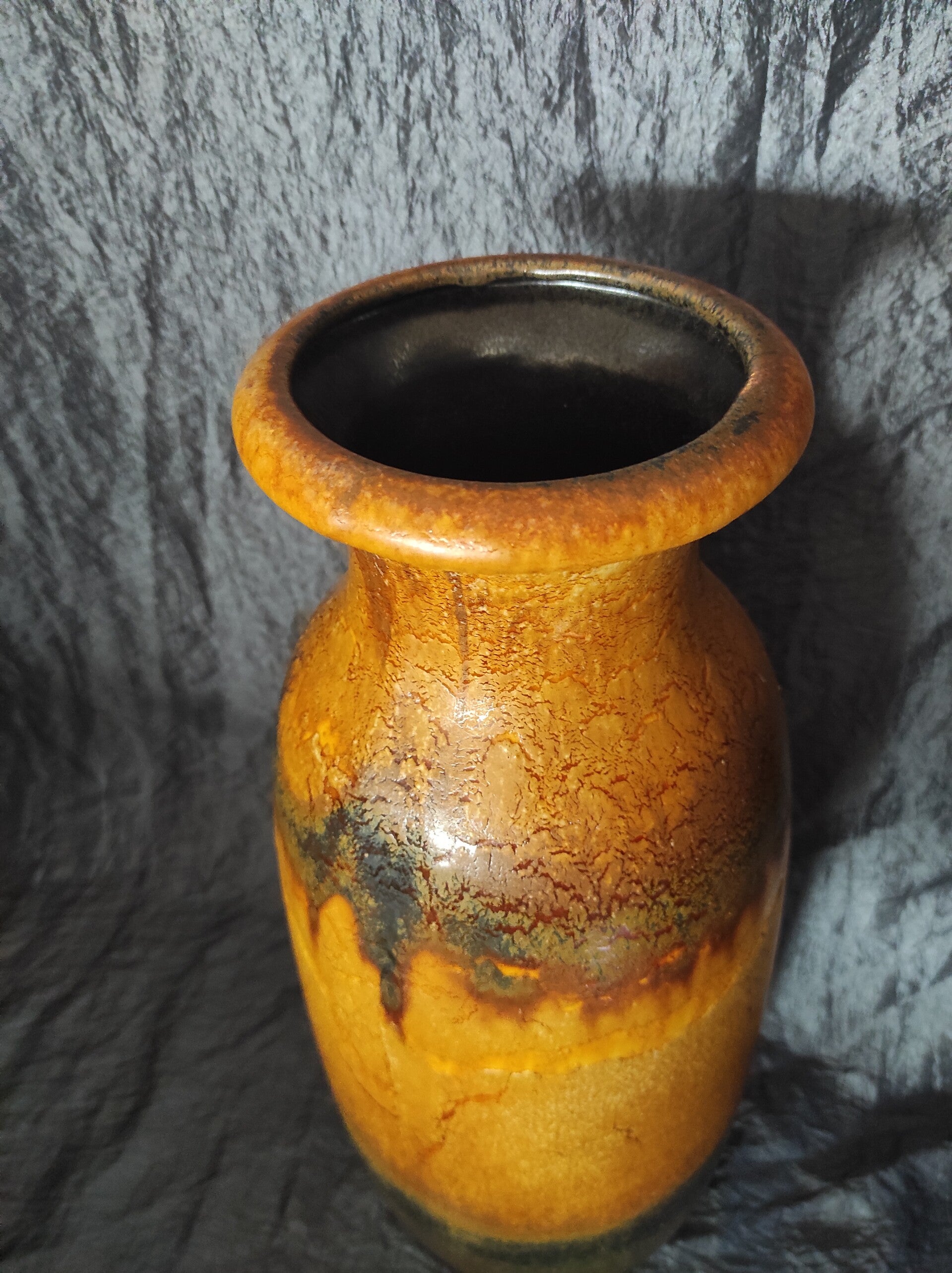 Vintage Vase Ceramic Brown Black