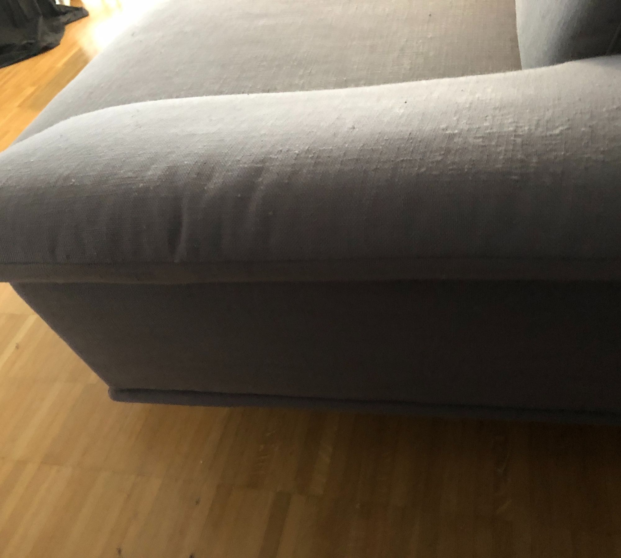 Sofa Récamiere Links mit Hocker Webstoff Metall Grau