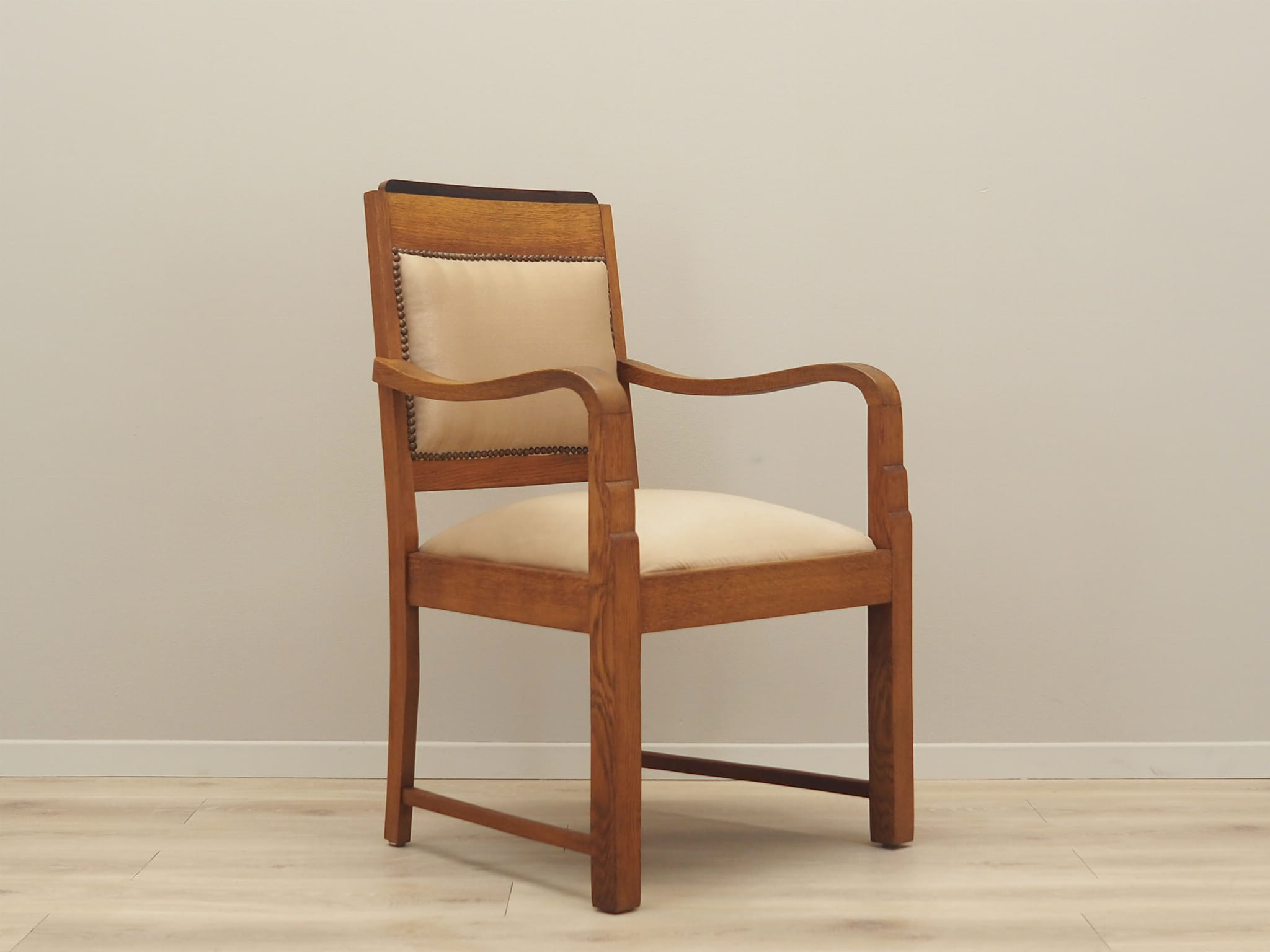 Vintage Armchair Oak Velvet Brown 1950s