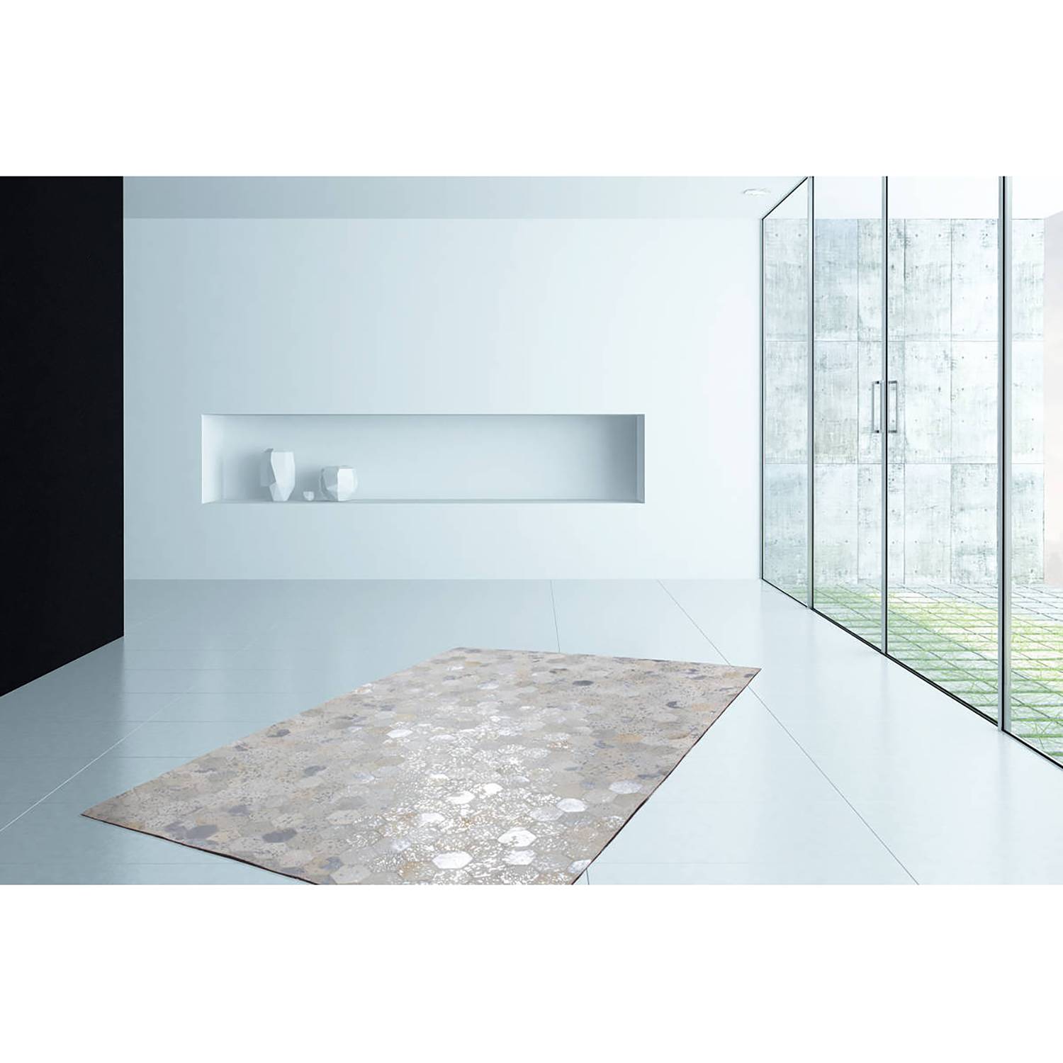 Kurzflorteppich Spark II Leder Wollweiß 120x170cm