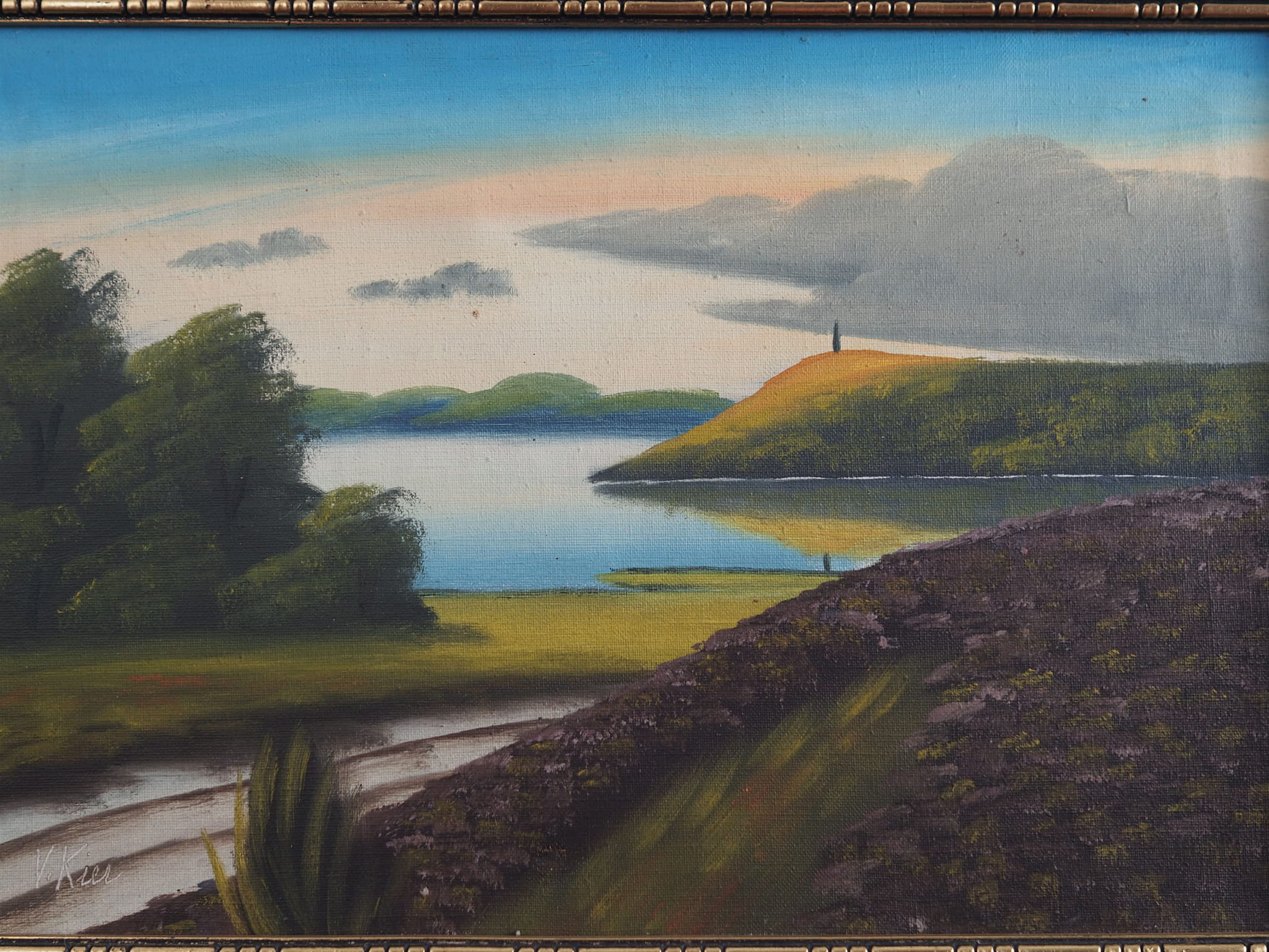 Vintage Gemälde „The Landscape with Hills” 1970er Jahre