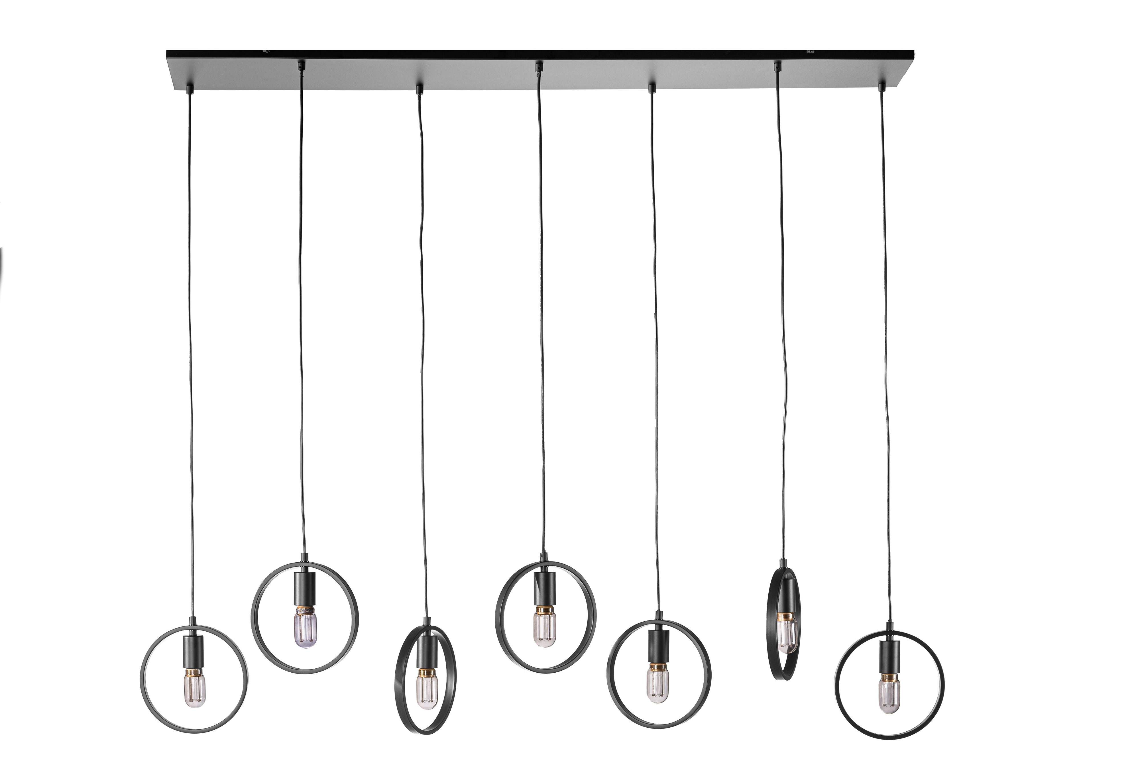 Pendant lamp 7-bulb Metal Black