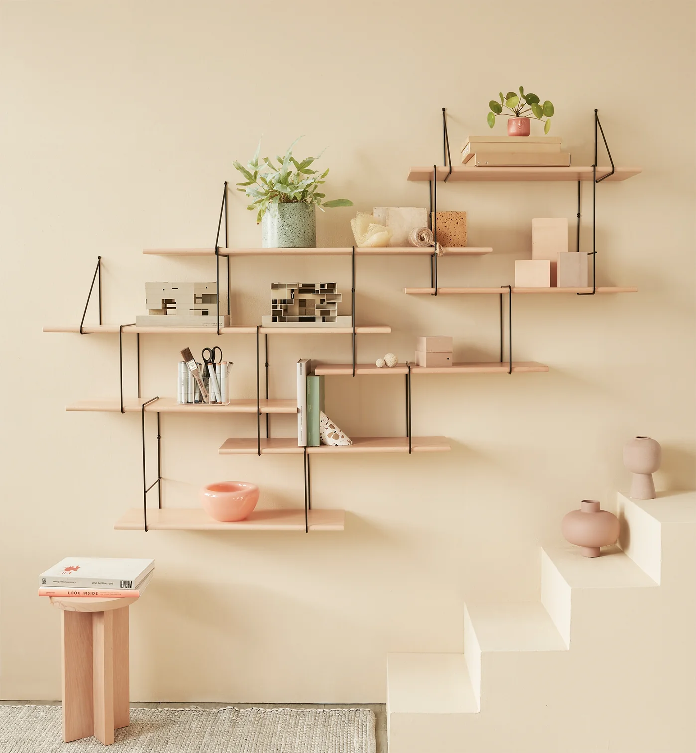 Link Trio Scaffale a parete faggio acciaio naturale