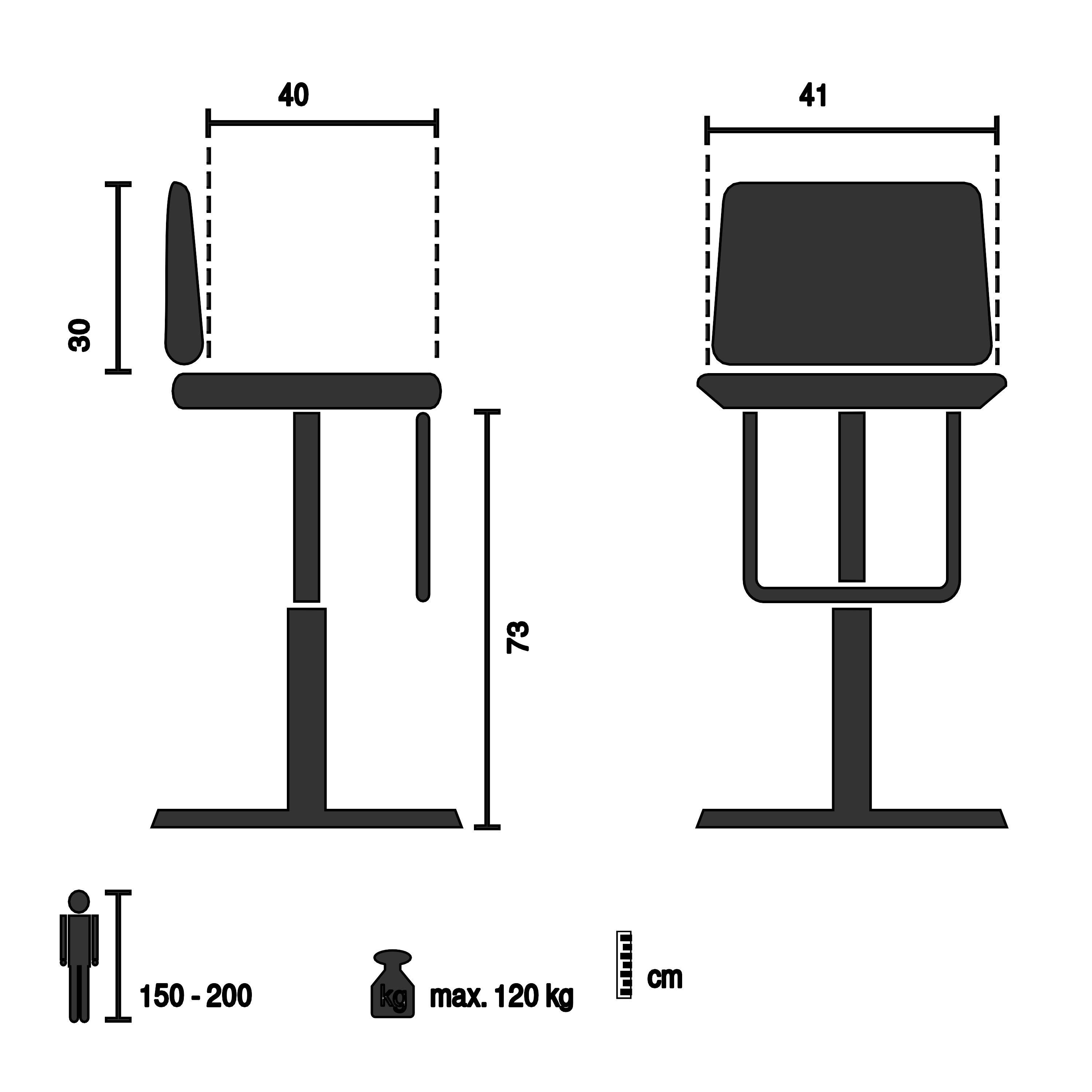 2x SCANDI HIGH Hocker Kunstleder Weiß