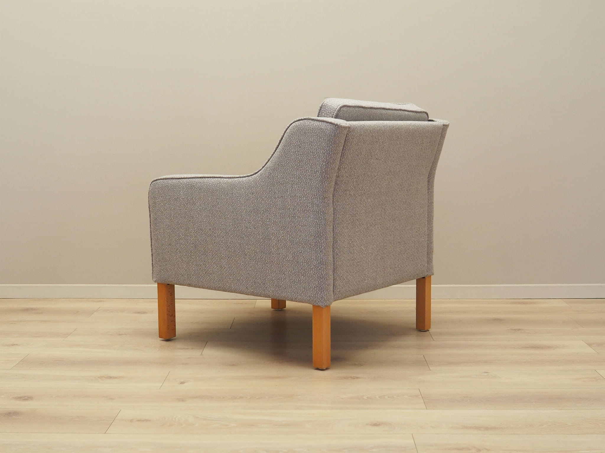 Vintage armchair beech wood textile grey 1970s