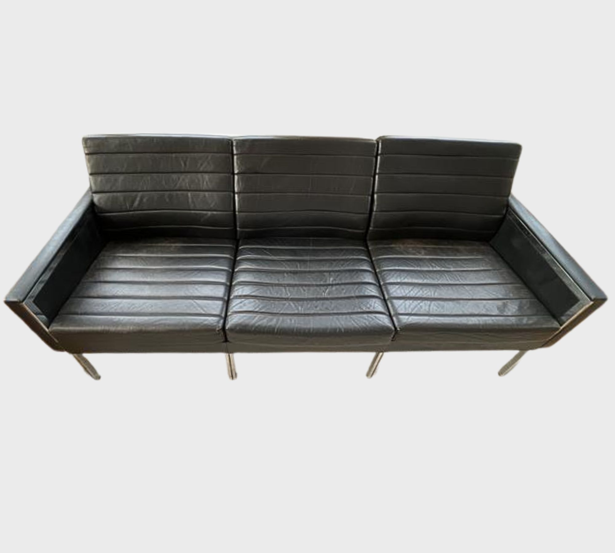 Vintage Sofa 3-Sitzer Leder Schwarz 1960er Jahre