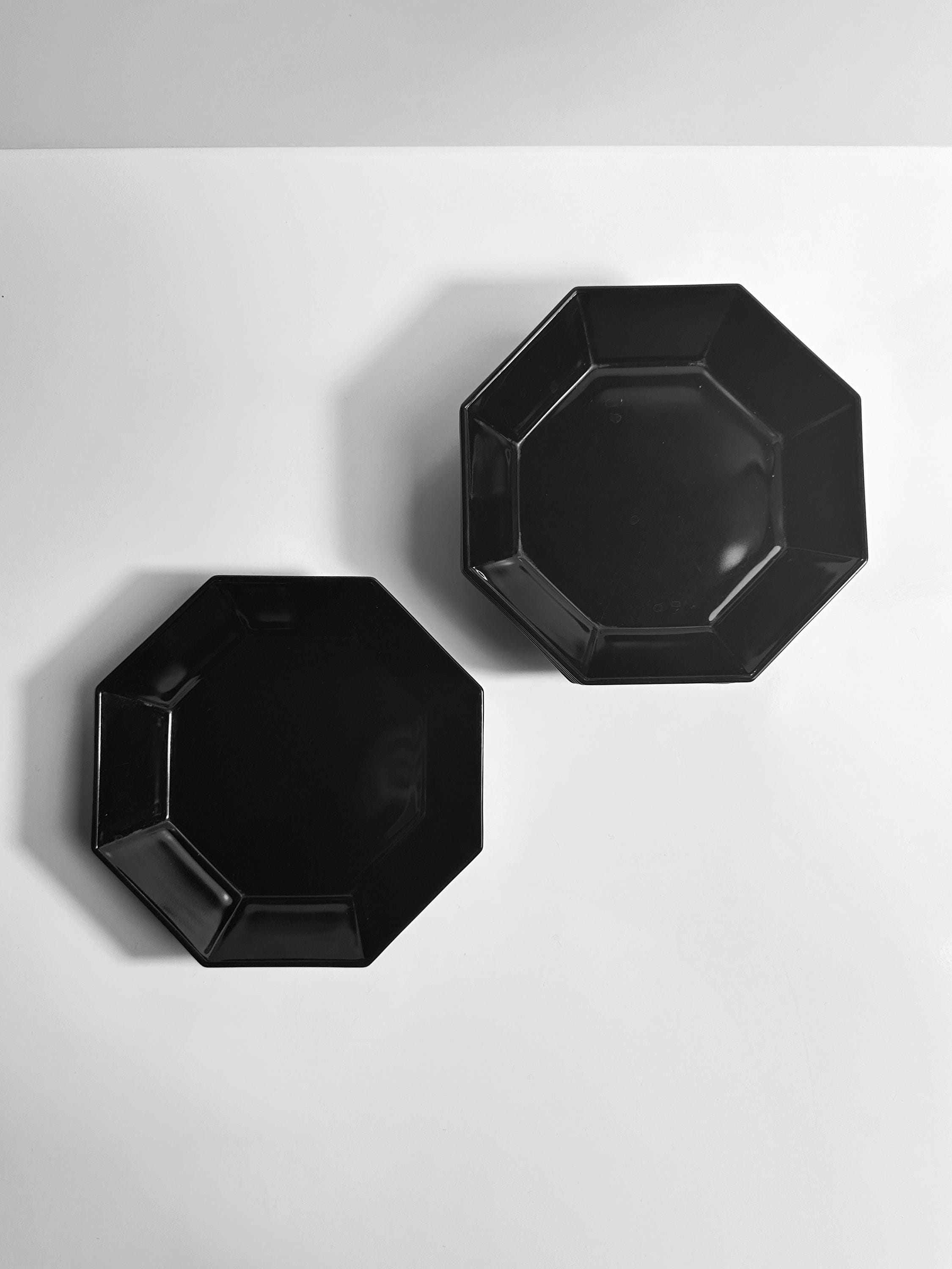 6x Octime Suppenteller Glas Schwarz 1980er Jahre