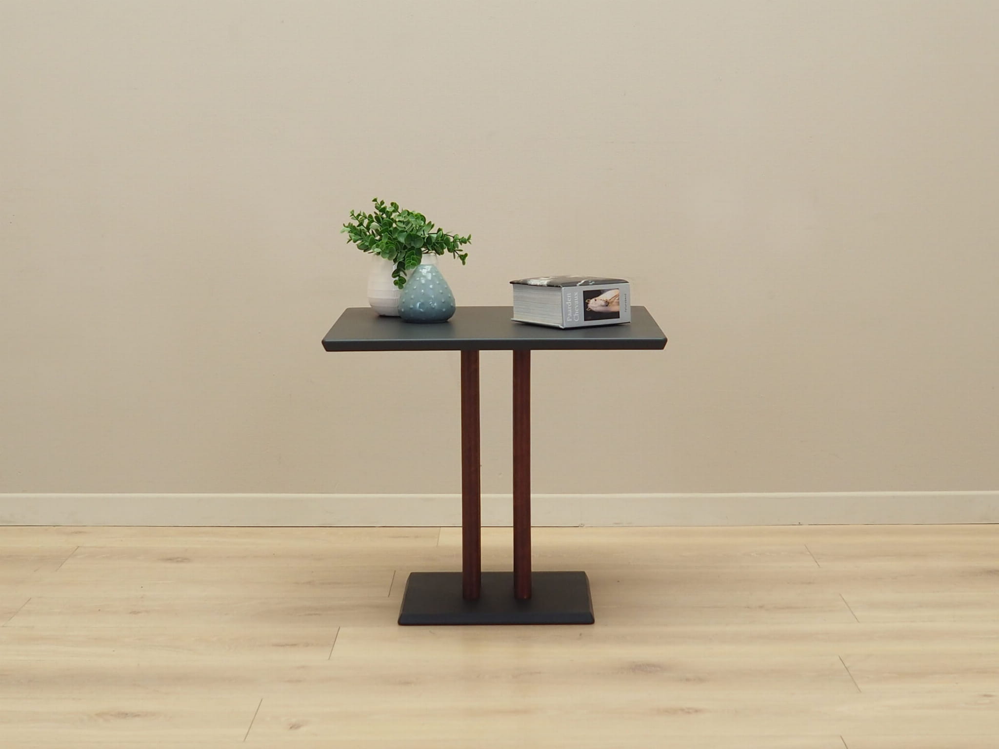 Vintage coffee table wood brown black 1980s