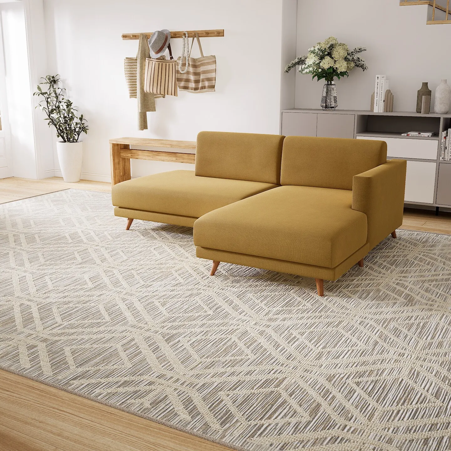 Tyme Ecksofa Strukturgewebe Senfgelb