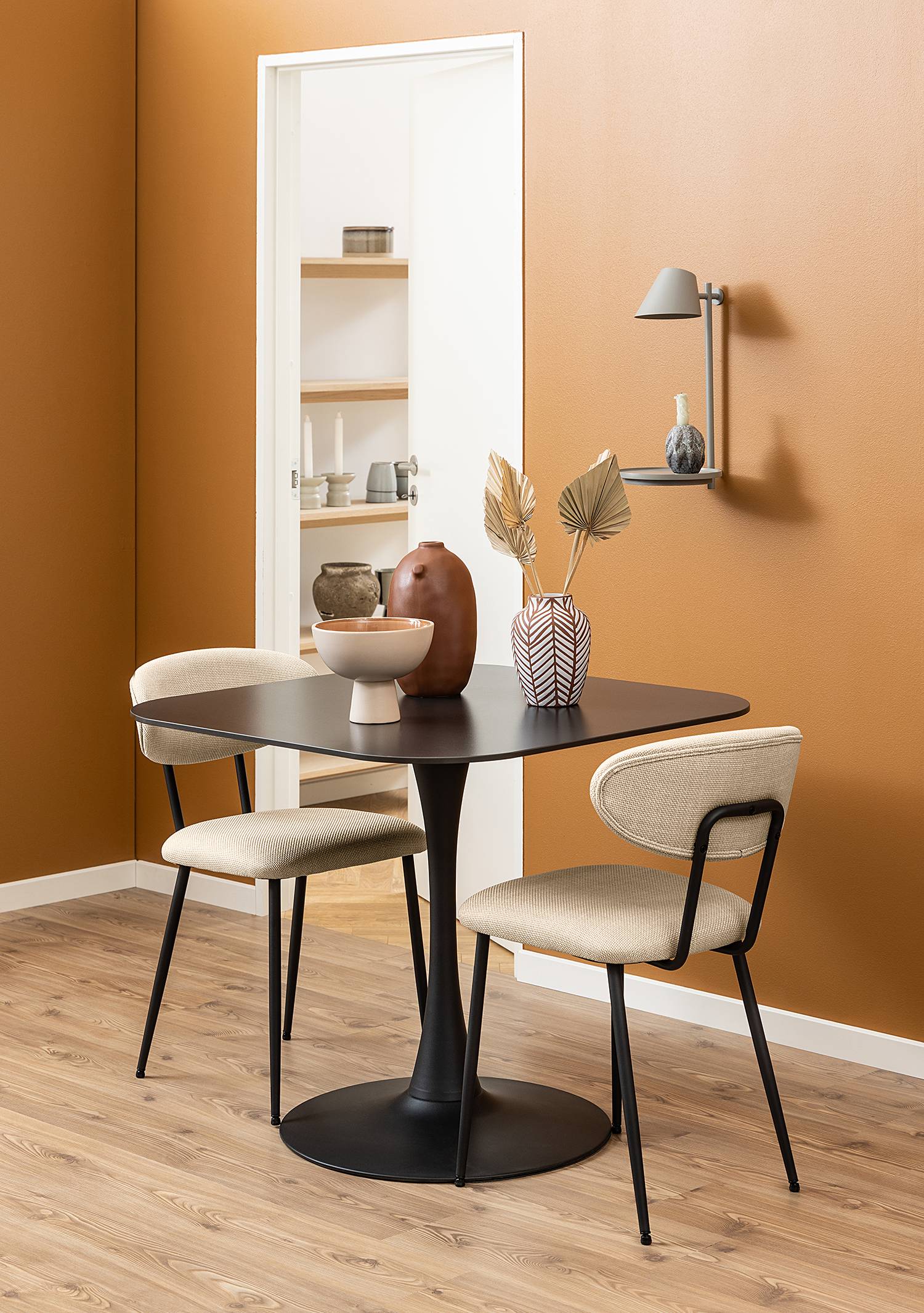 2x Esszimmerstuhl Almsted Strukturstoff Badia: Beige