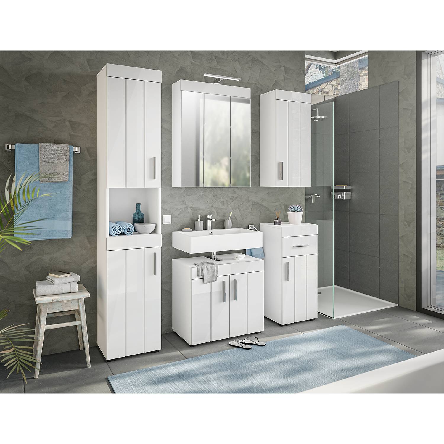 Aufsatzleuchte für Spiegelschrank Chrom