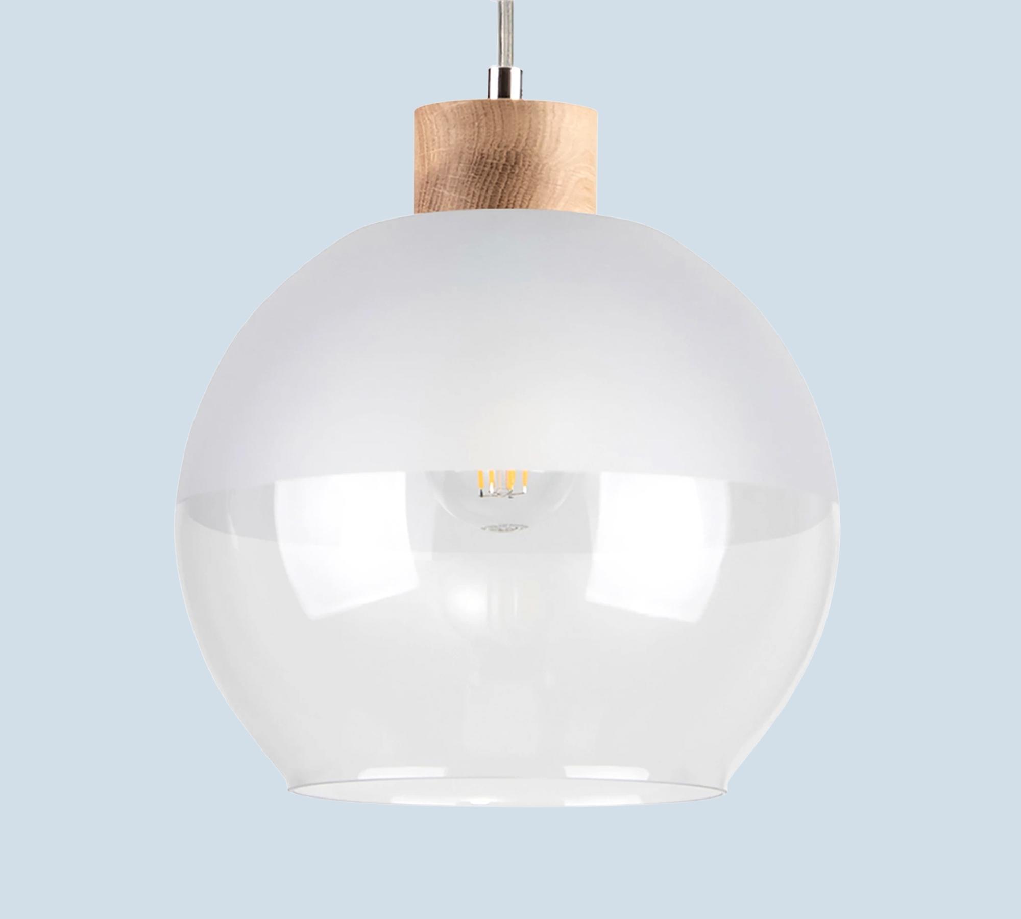 Pendant lamp with solid oak accents