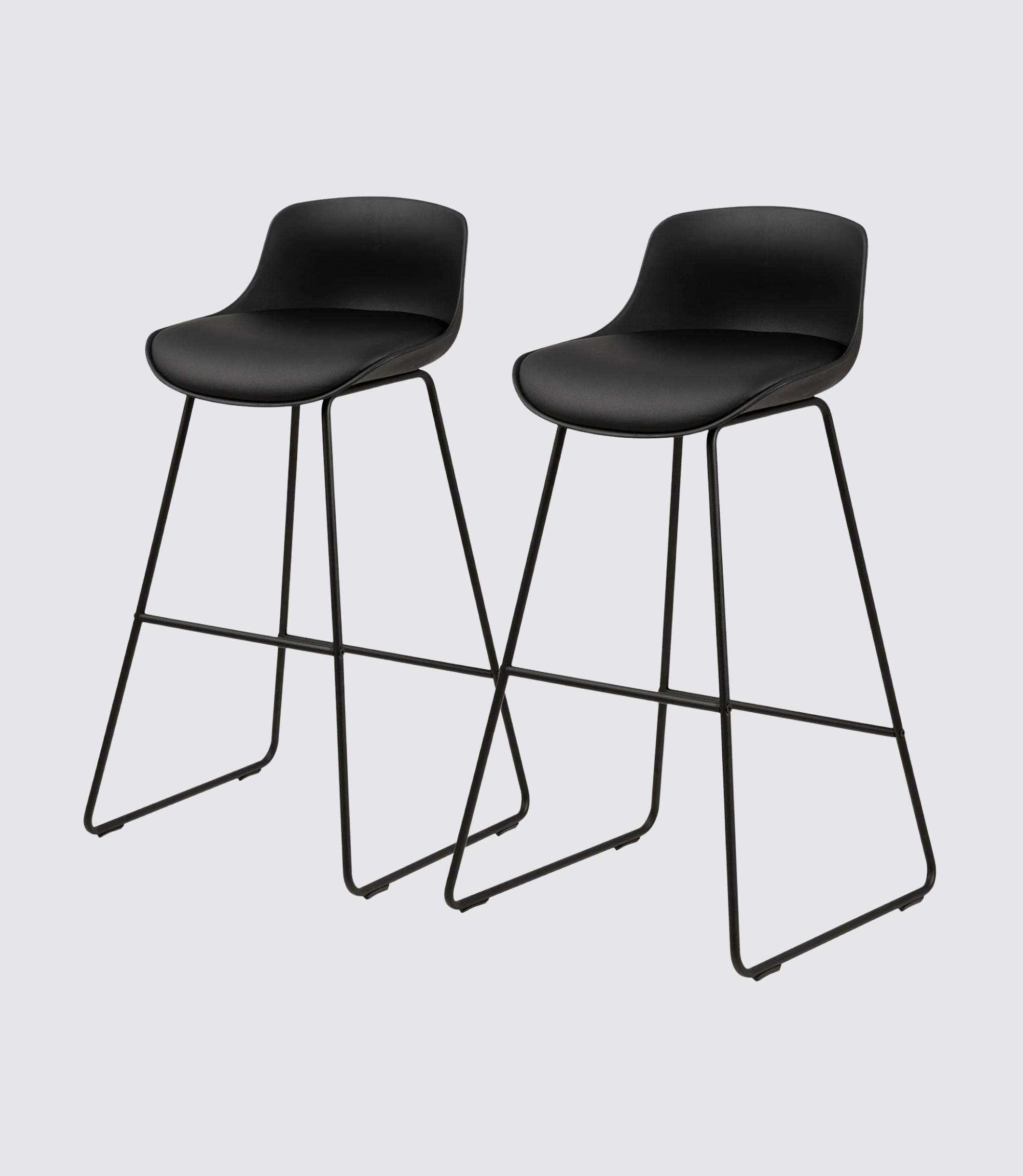2x Bar stools Black Plastic Steel
