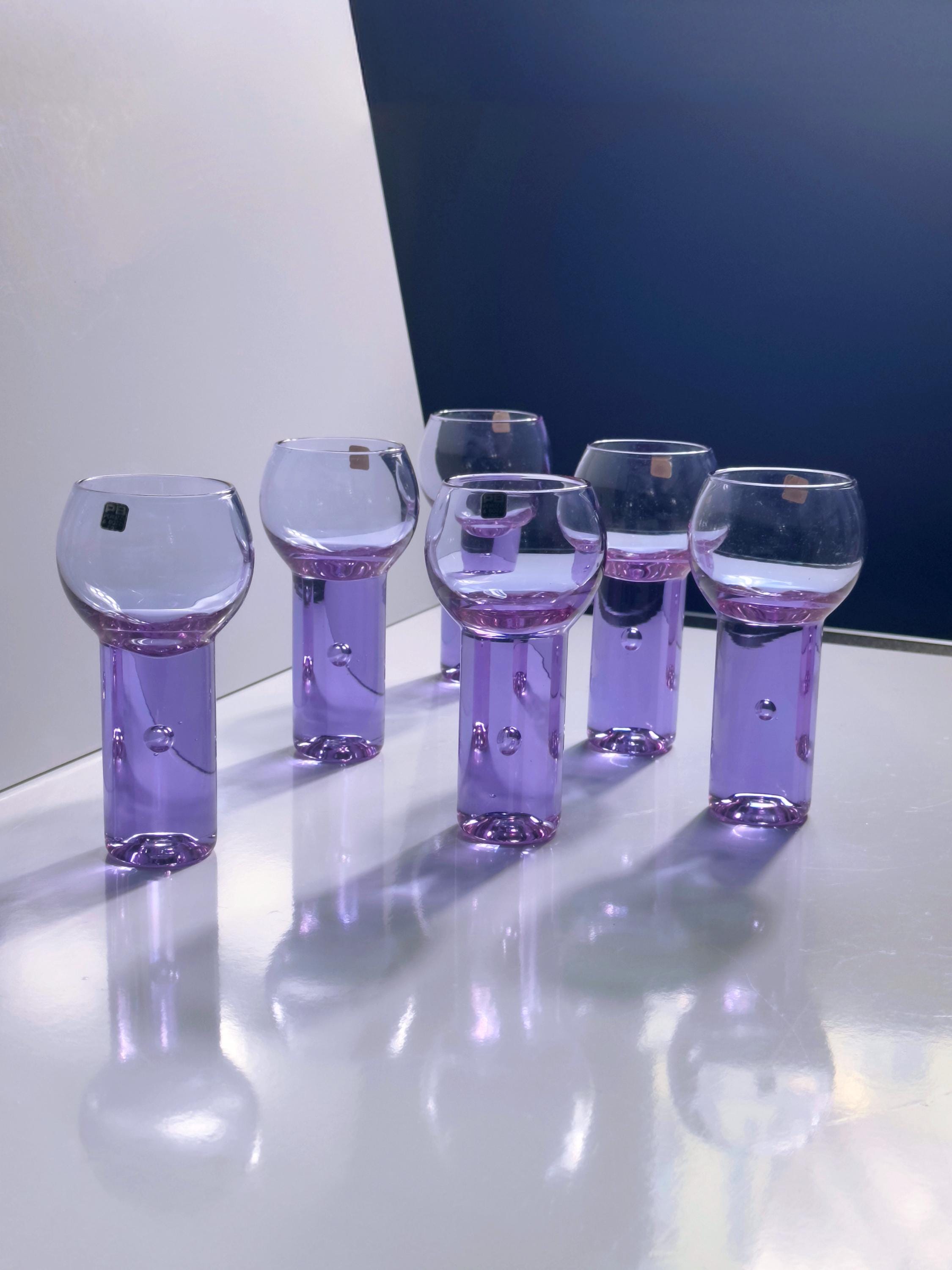 6x Vintage Aperitif glasses Alexandrite glass 1970s