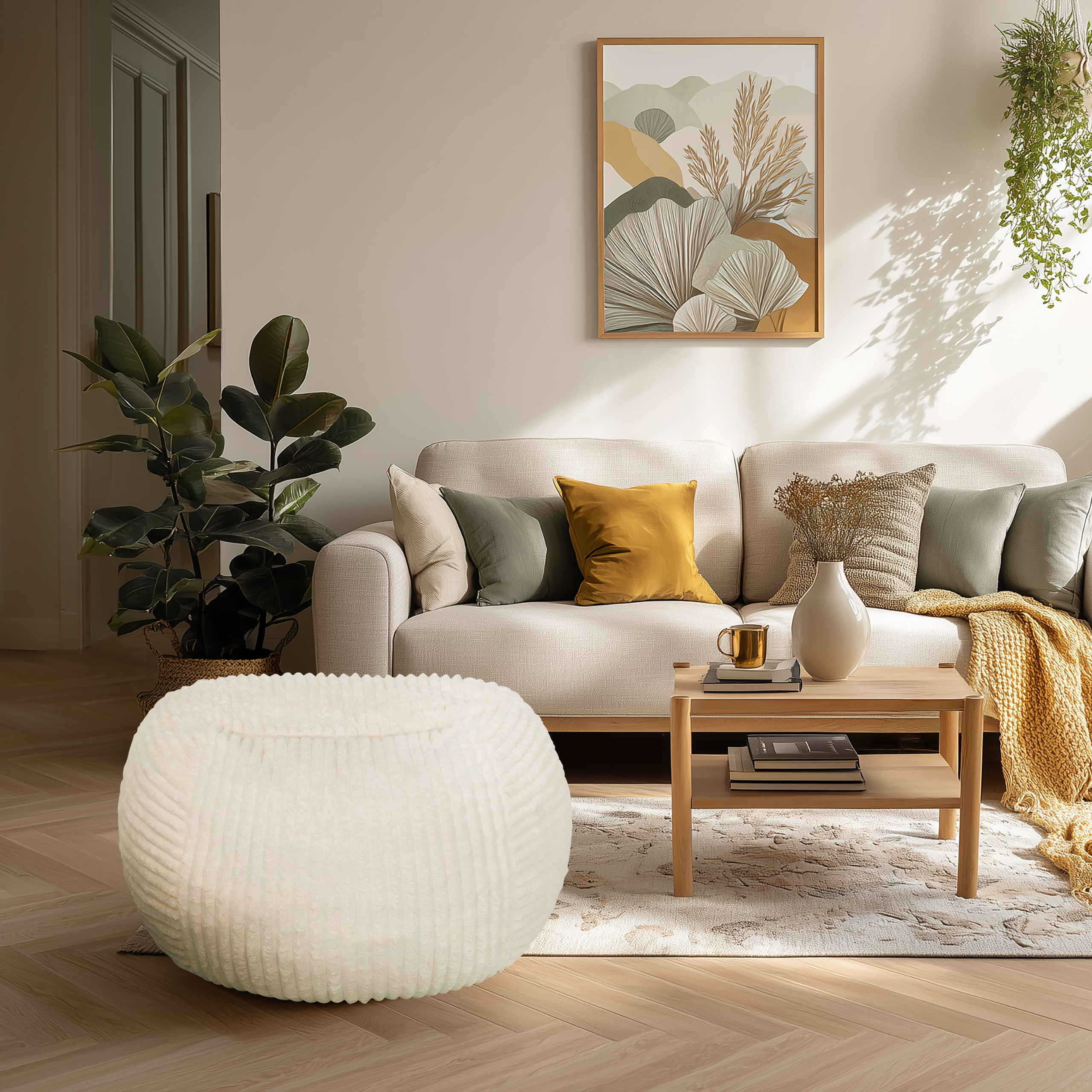 Sitzolo R Pouf a sacco tessuto velluto a coste beige