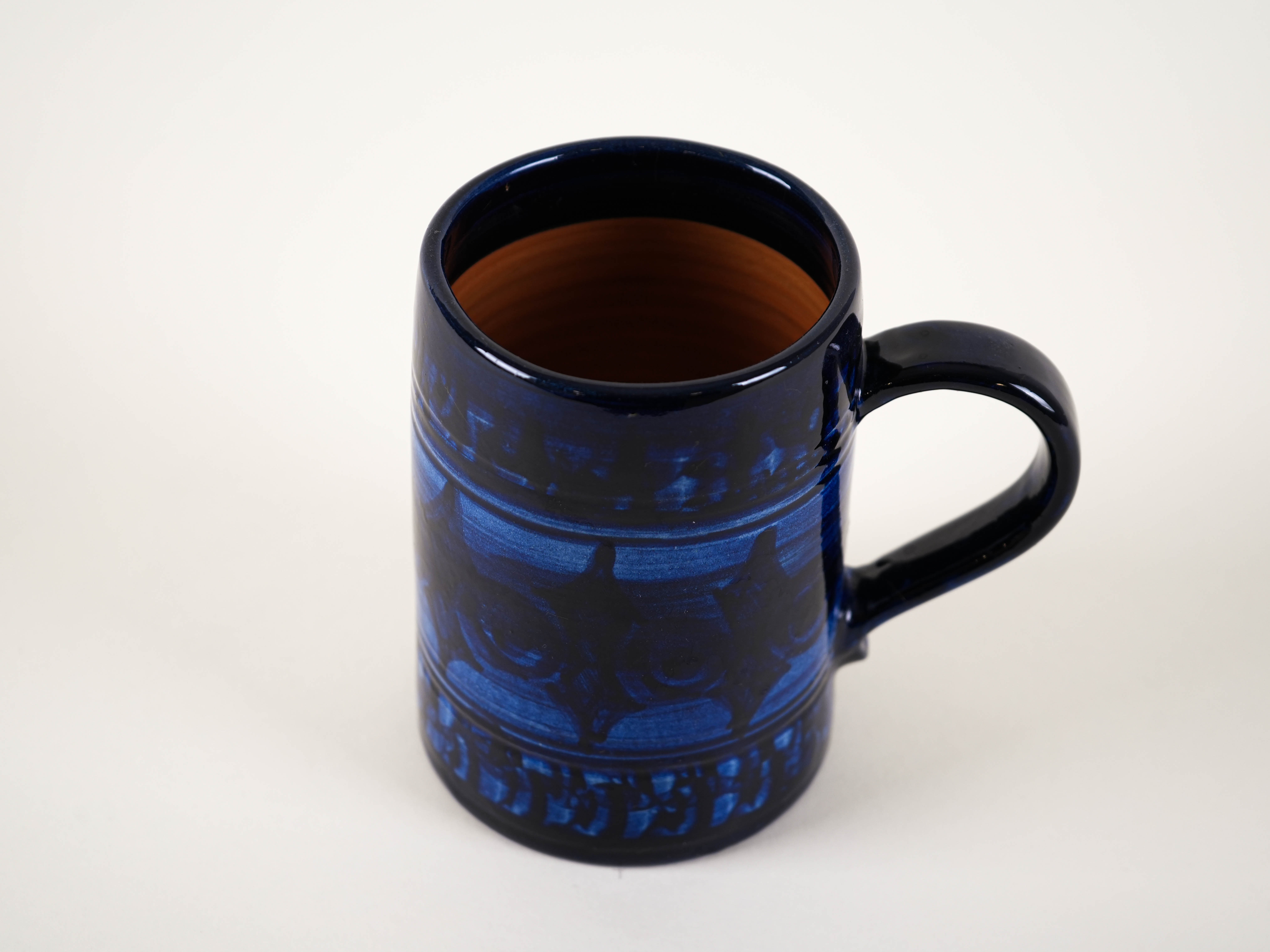 Dark blue ceramic pitcher 1970s