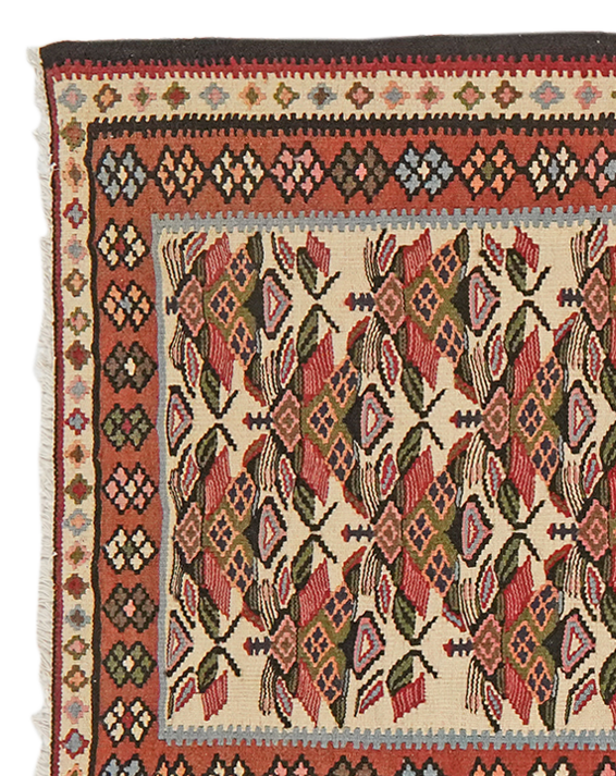 Kilim Senneh Teppich Braun