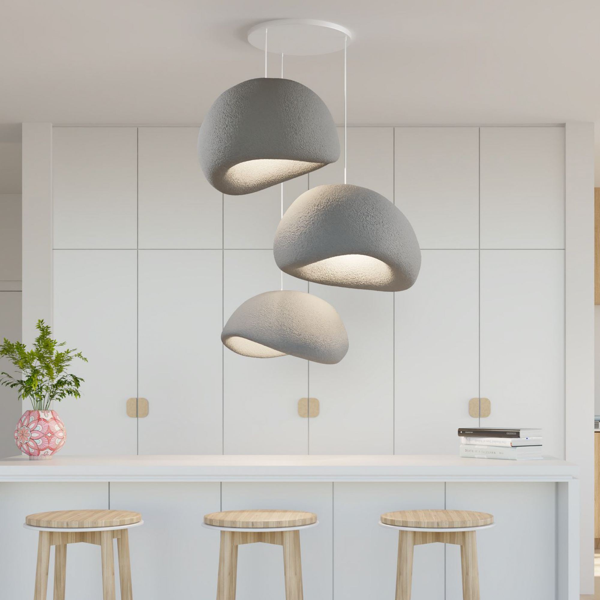 3-Flammig Wabi Sabi Kanso Beams Pendelleuchte Beton Grau