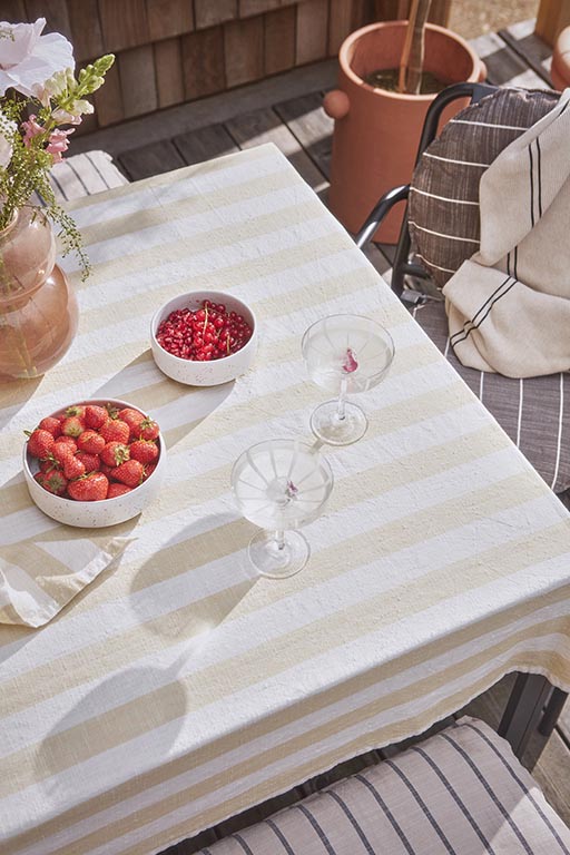 Tablecloth Organic Cotton Blue Striped 260x140 cm