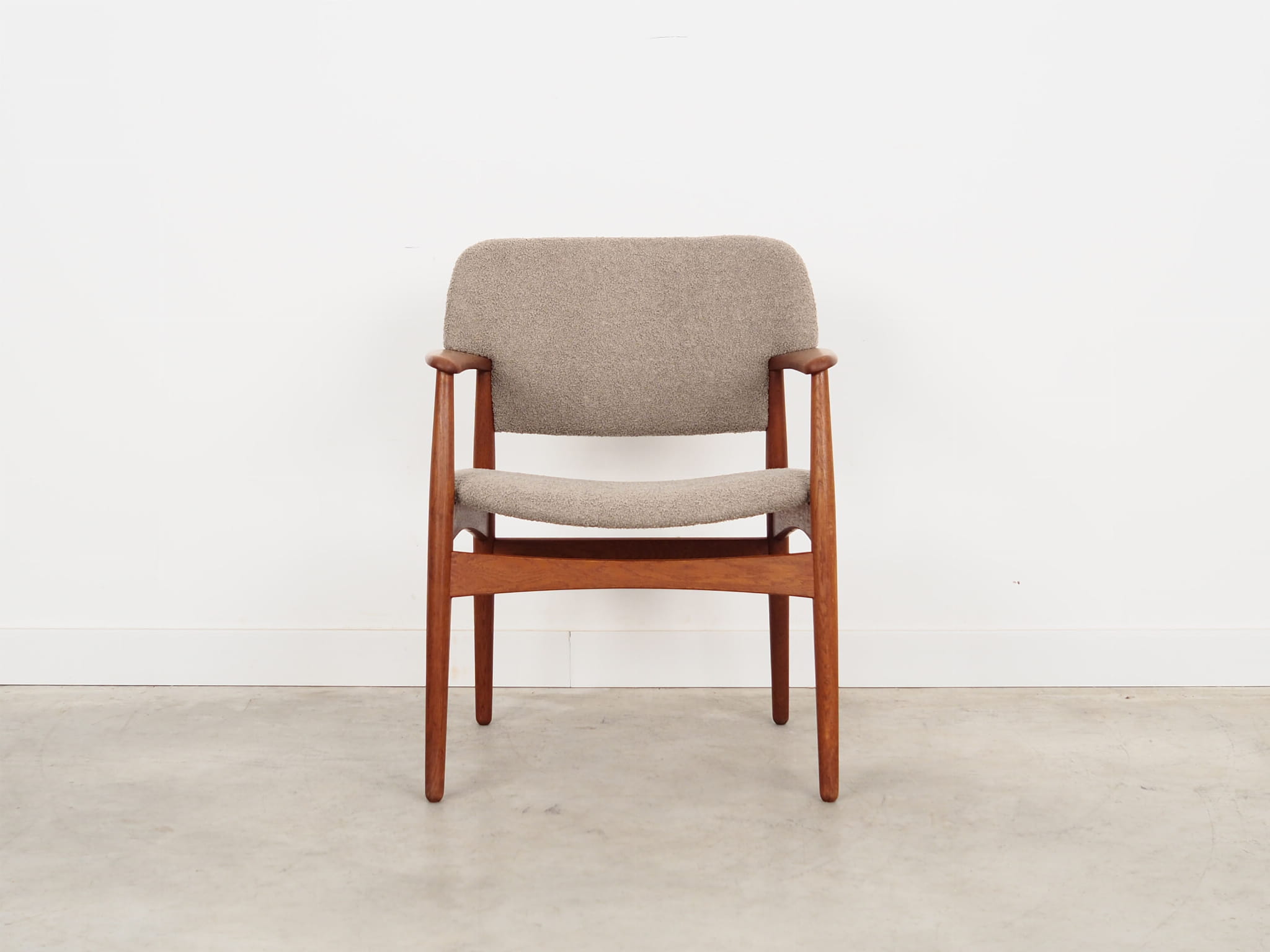Vintage Chair Teak Wood Textile Grey 1960s
