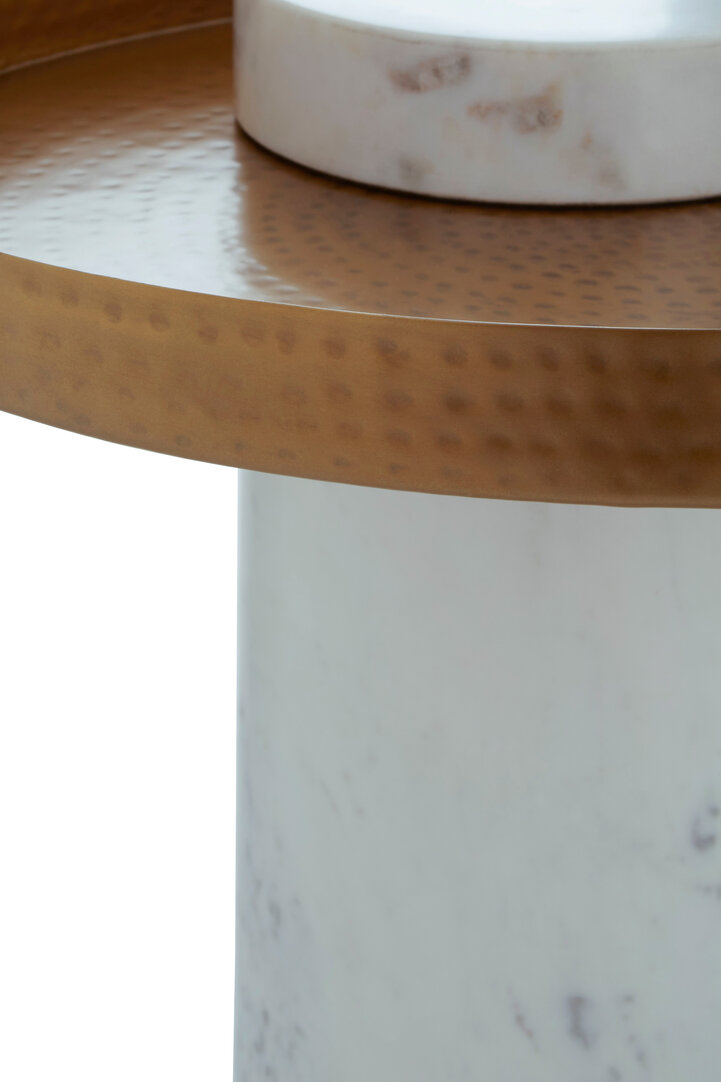 Sika Side Table Iron Marble White