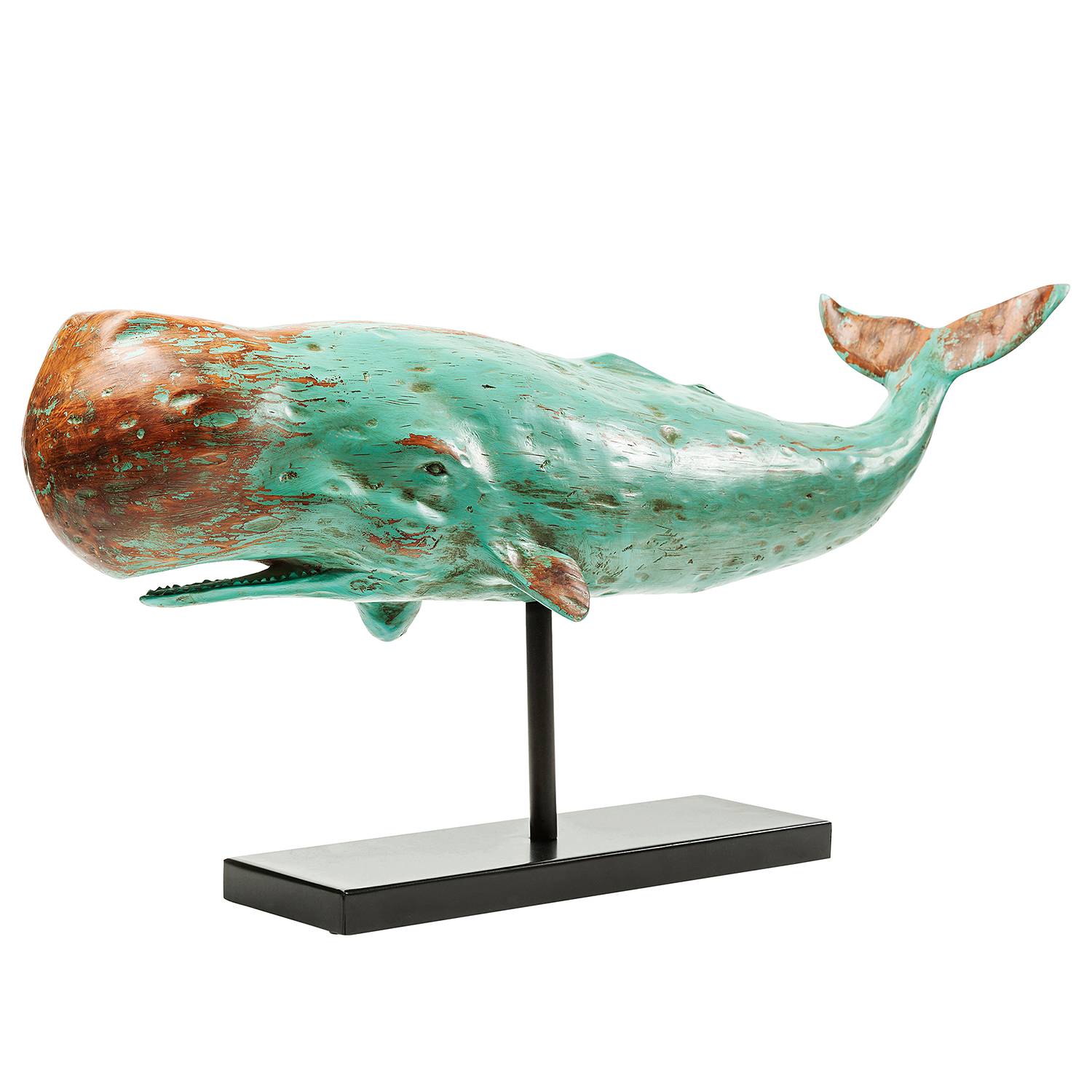 Deko Figur Whale Base Blau Metall / Stein