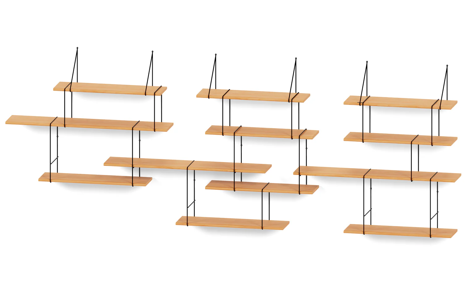 Link Trio Wandregal Buchenholz Stahl Natur