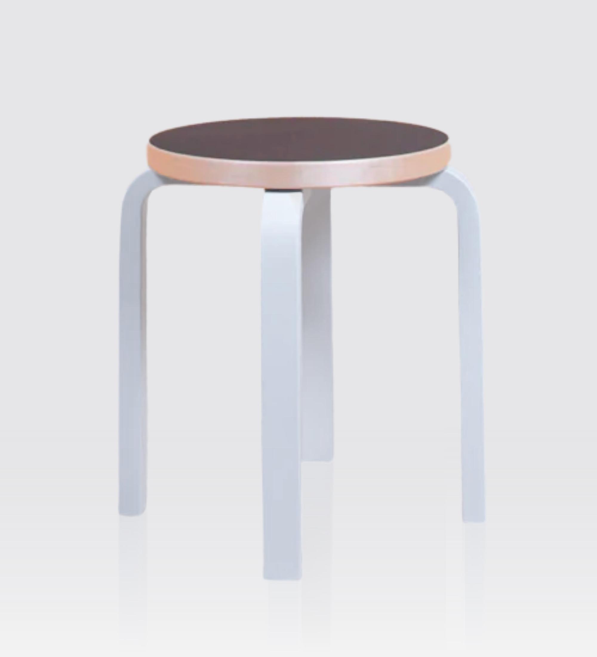 Hocker 60 Birke lackiert Weiß / Anthrazit