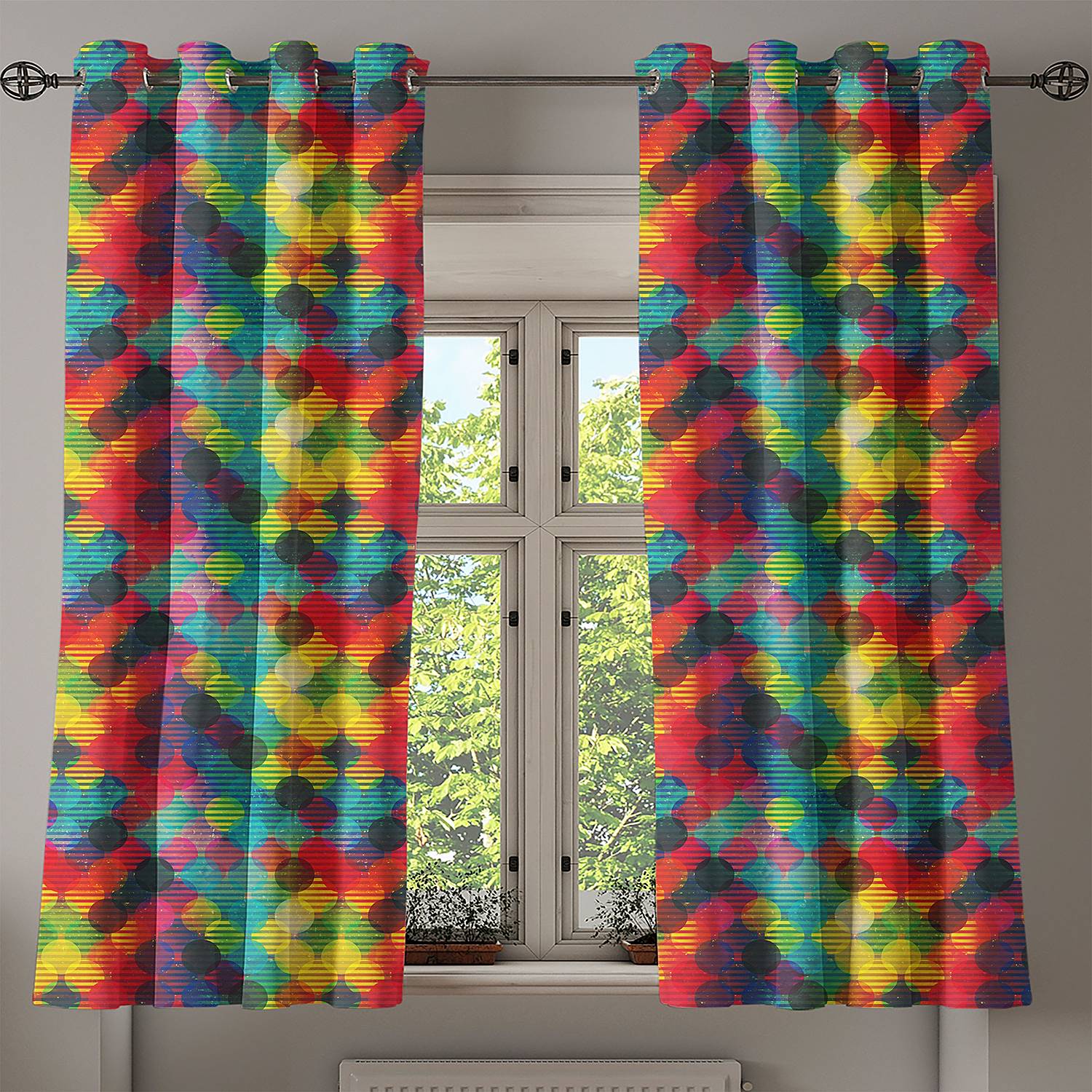 Ösenvorhang Dots 2er-Set Polyester Multicolor Höhe: 175 cm