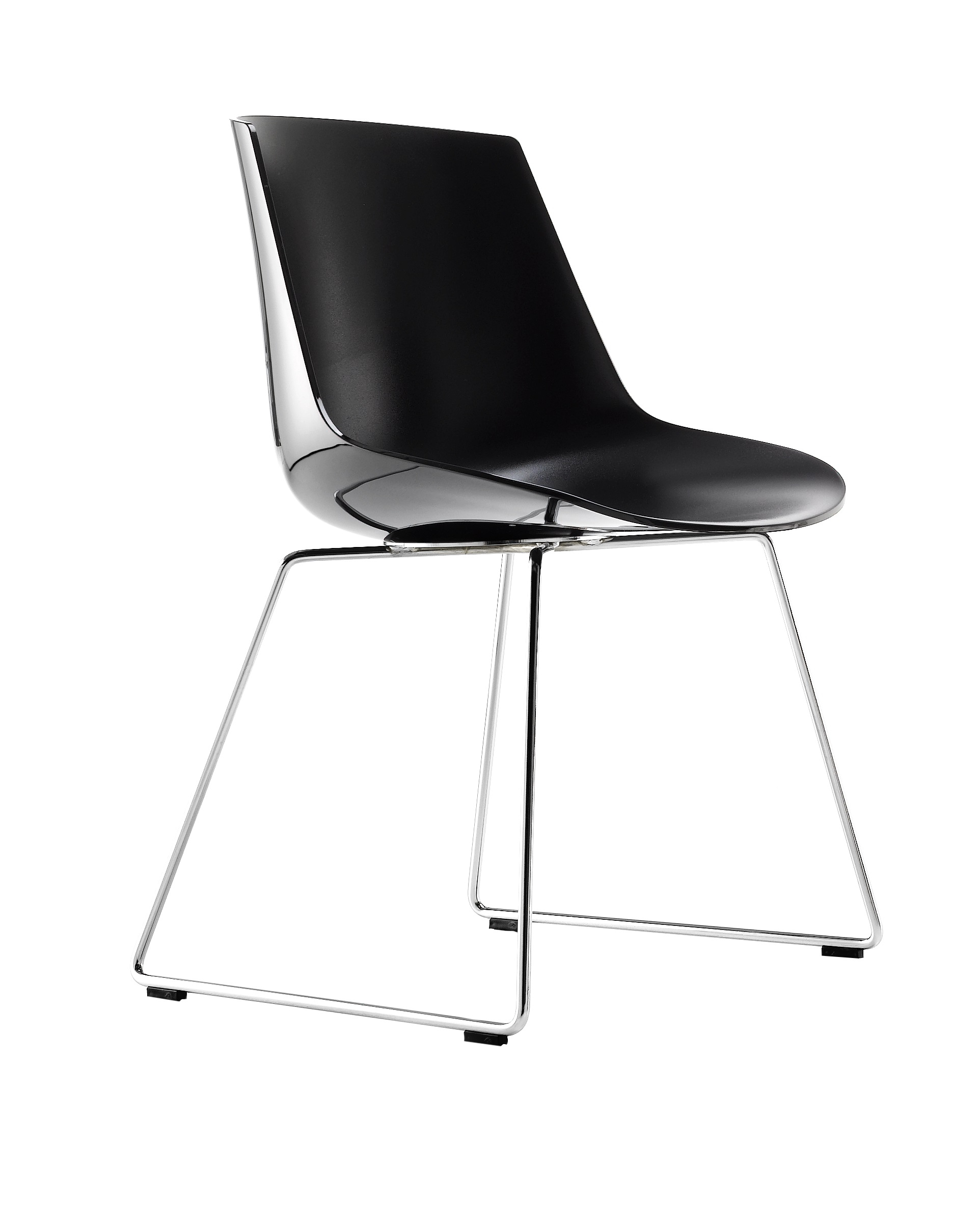 Flow Slim Stuhl Kufengestell Schwarz