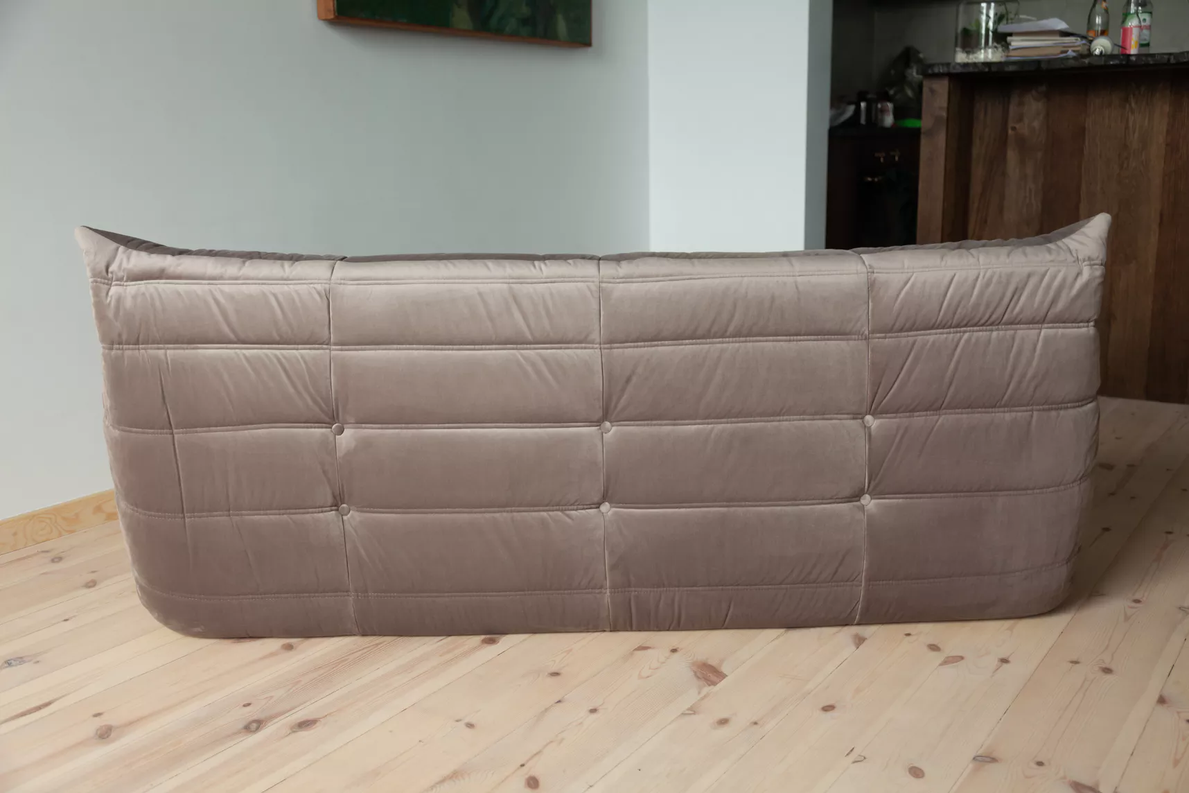 Togo Sofa 3-Sitzer Samt Warmgrau