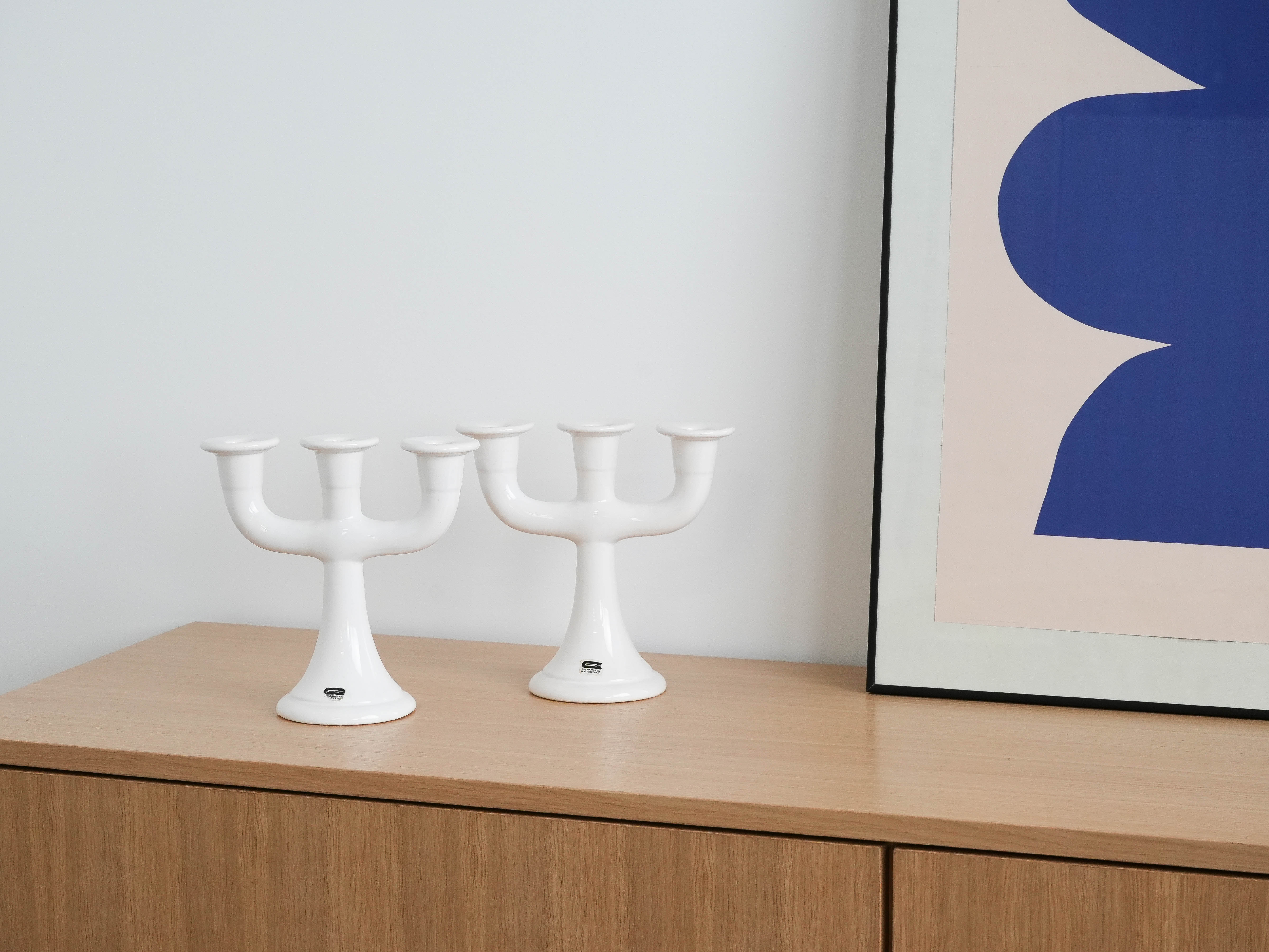 Candlestick Ceramic White 1970s