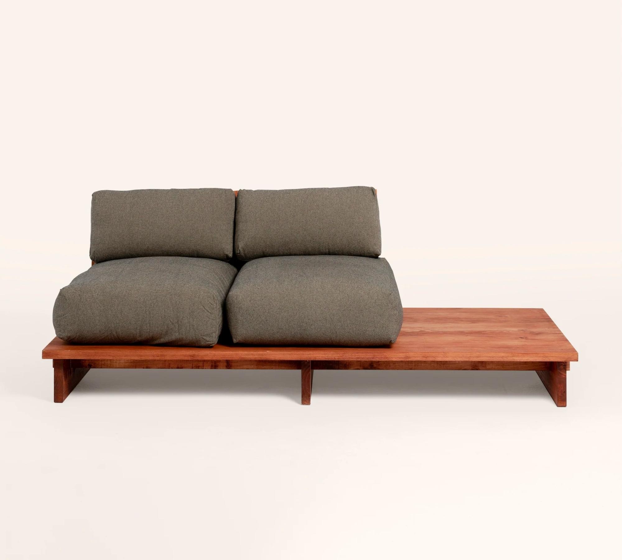 Sofa aus recyceltem Holz mit Ablage Mahagoni