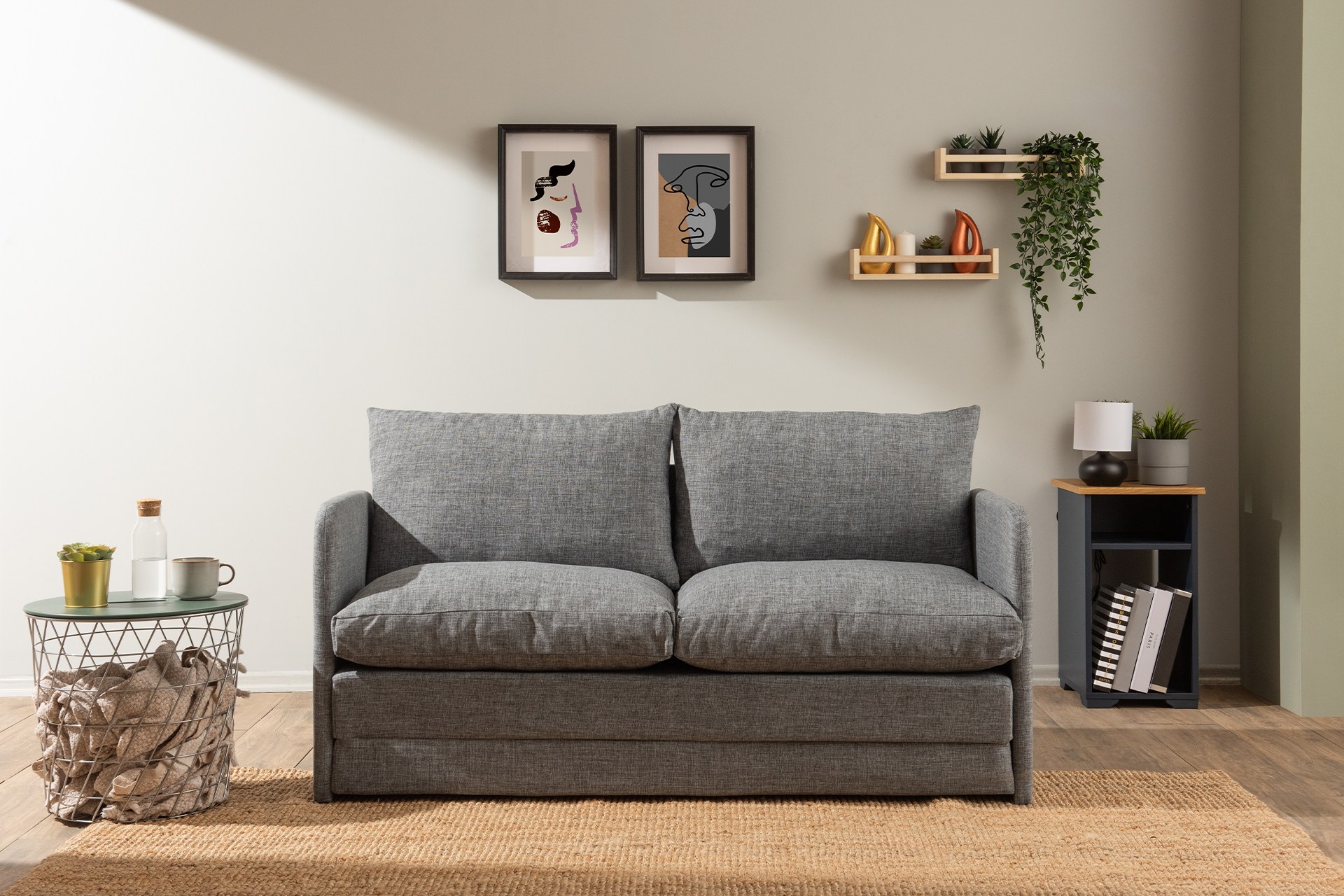 Saga Xl Sofa bed 2-seater light grey