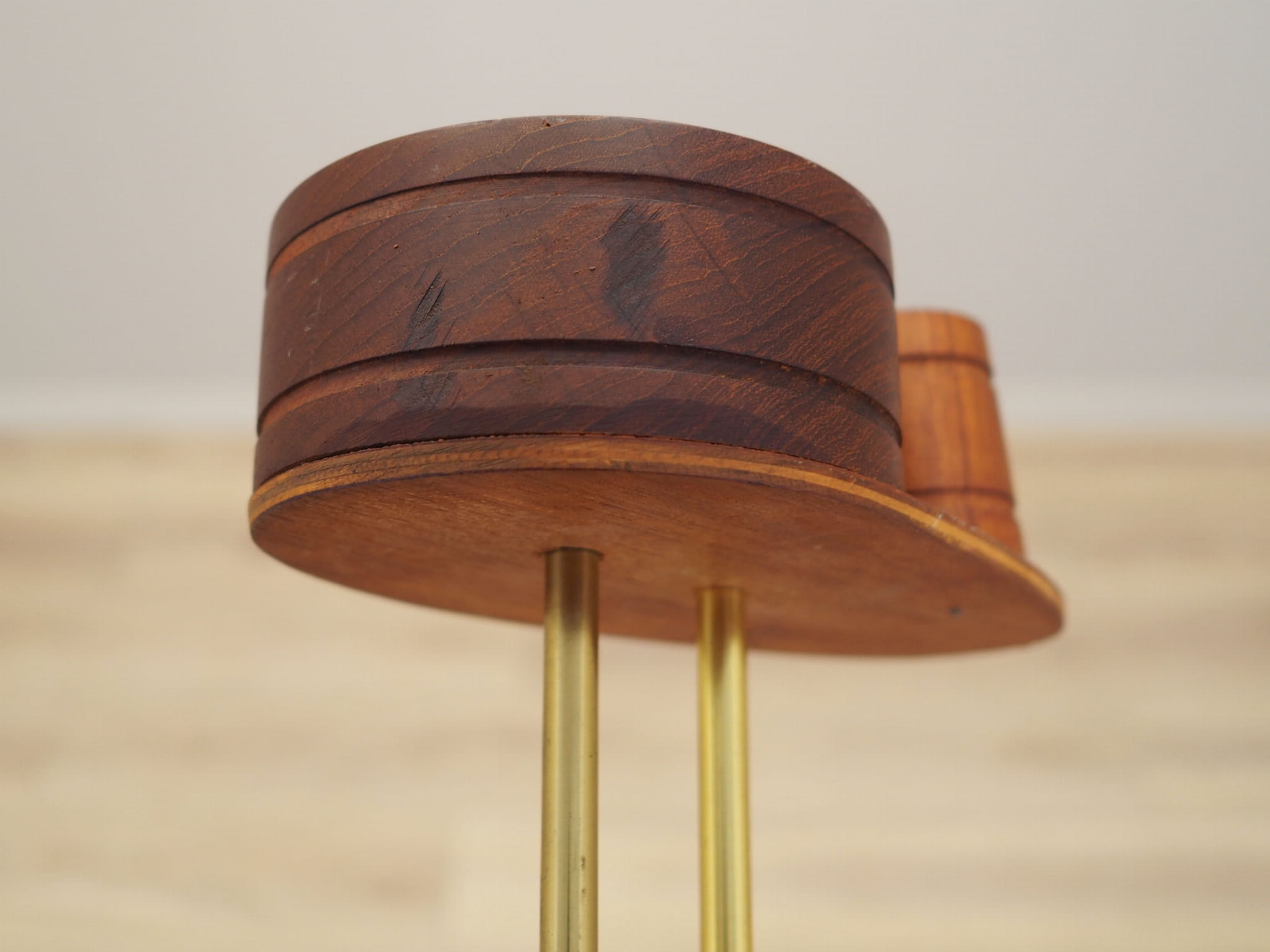 Vintage Ashtray Teak Wood Metal Brown 1970s