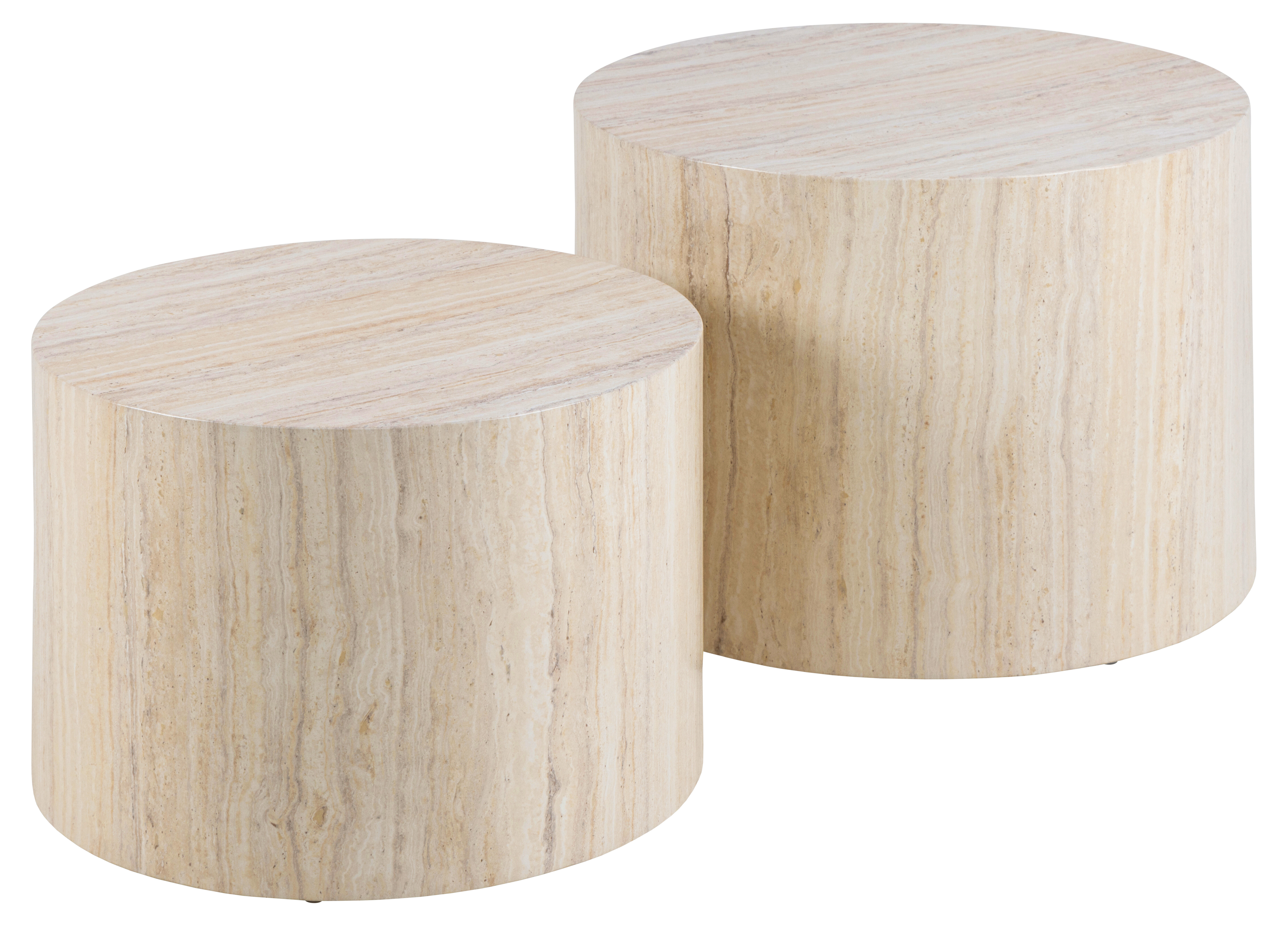 2x Nison Side Table Travertine Decor