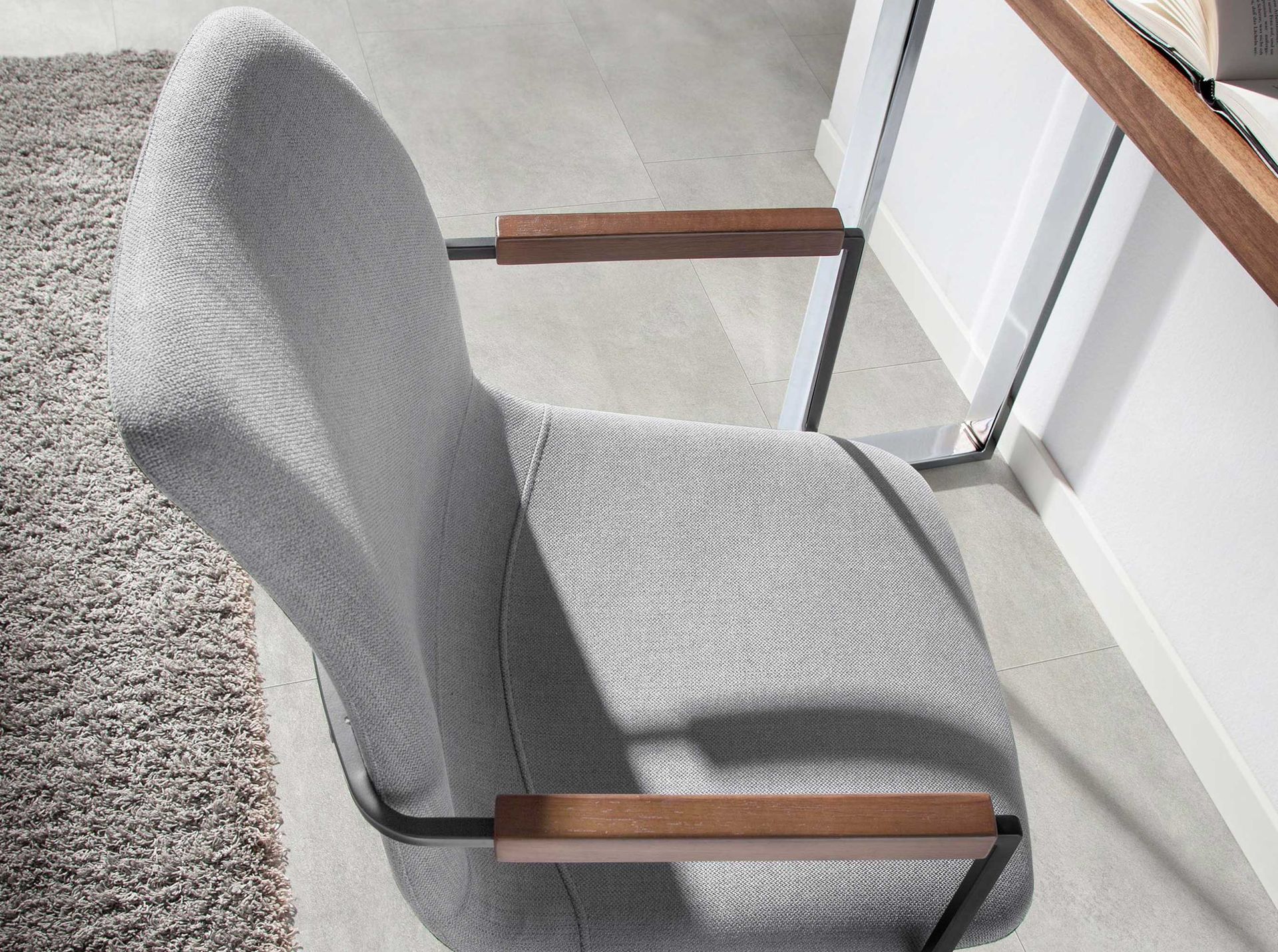 Dining chair with armrests Textile Grey