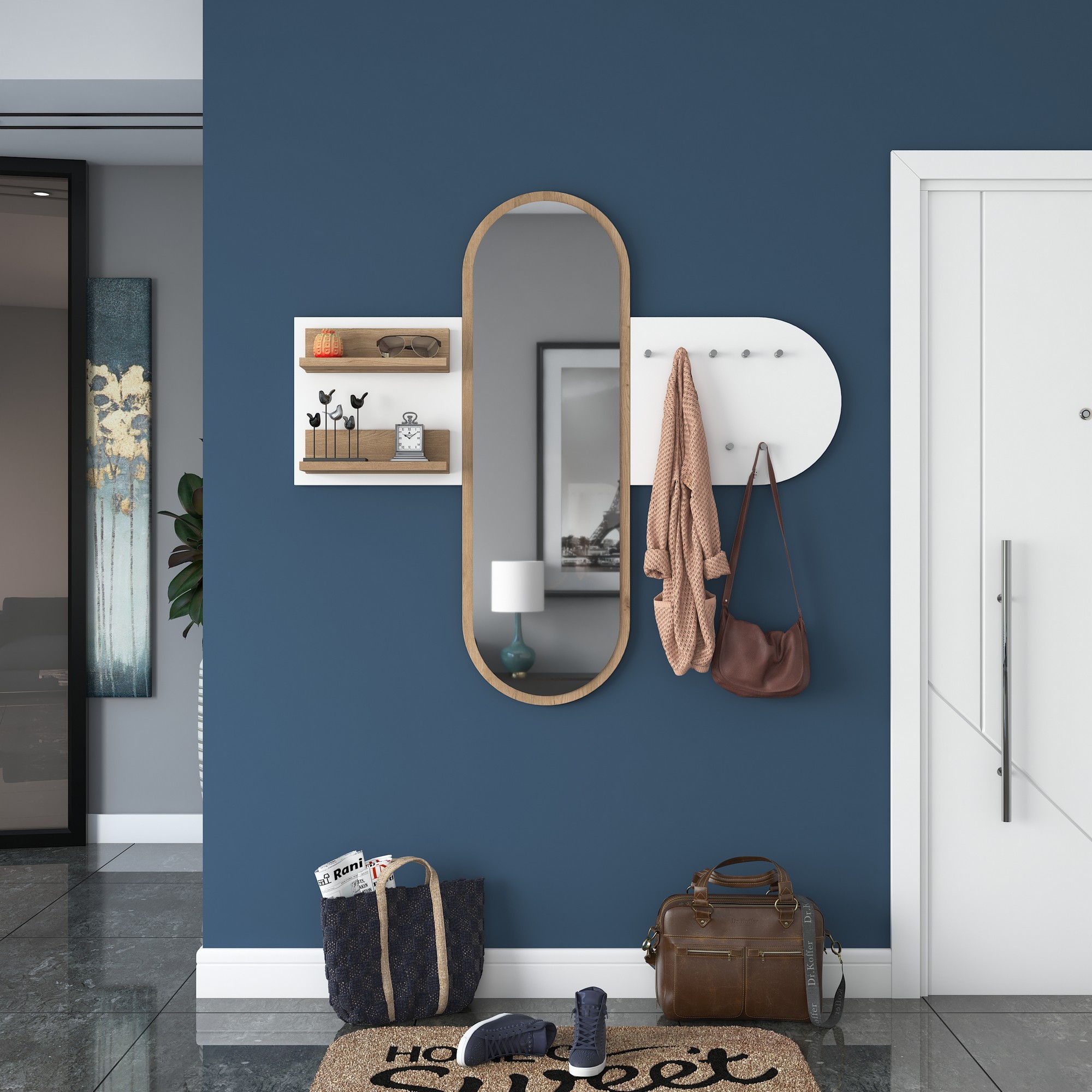 Coat rack wood veneer White