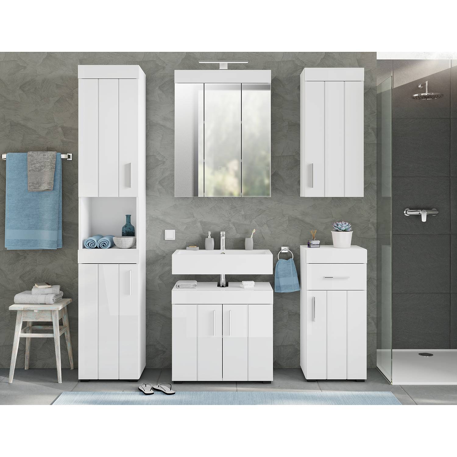 Aufsatzleuchte für Spiegelschrank Chrom