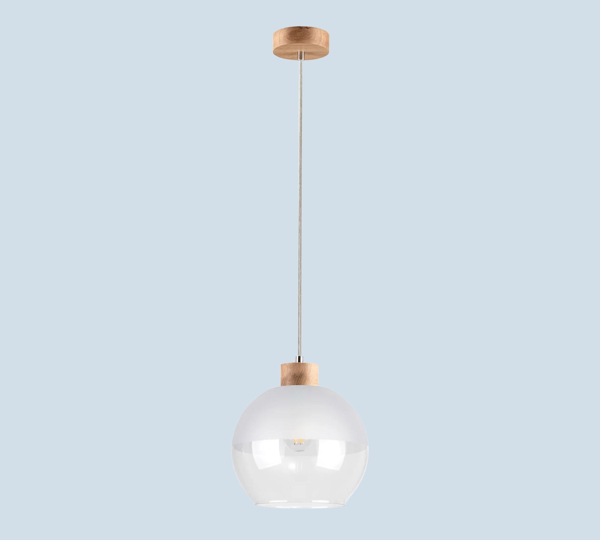 Pendant lamp with solid oak accents
