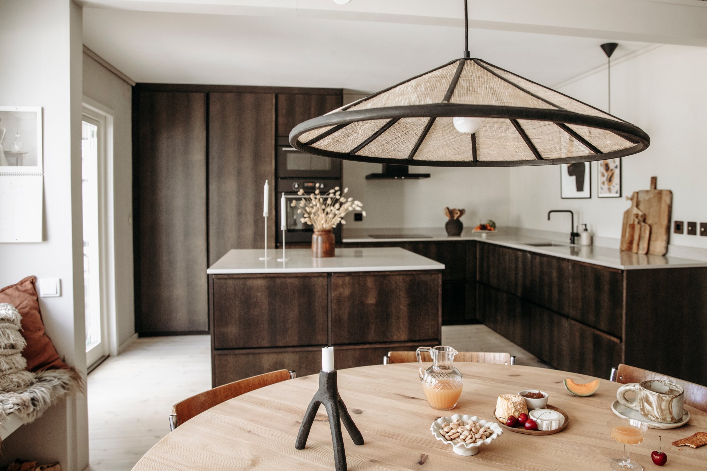 Akira Pendant Lamp Linen Black Natural Ø 70cm