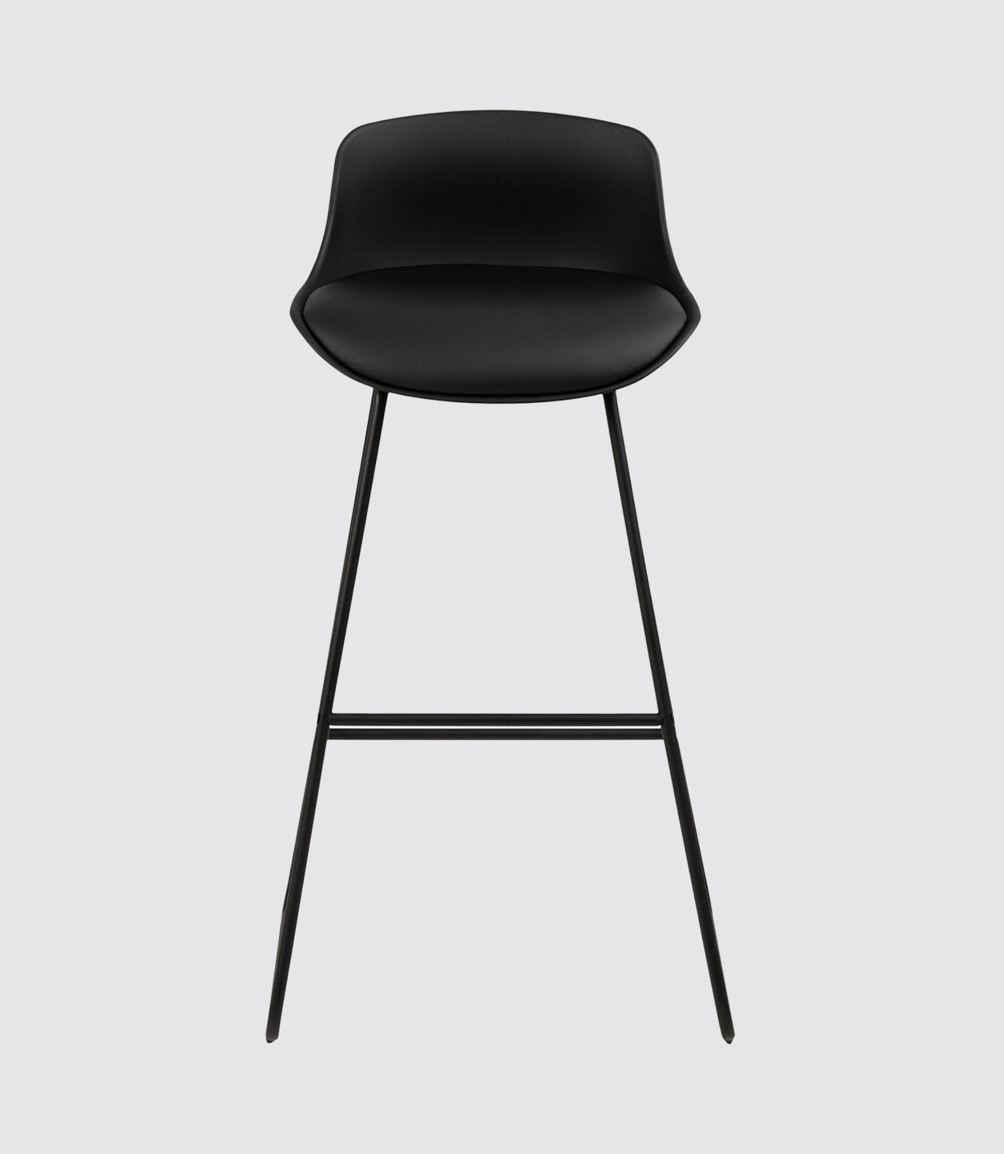 2x Bar stools Black Plastic Steel
