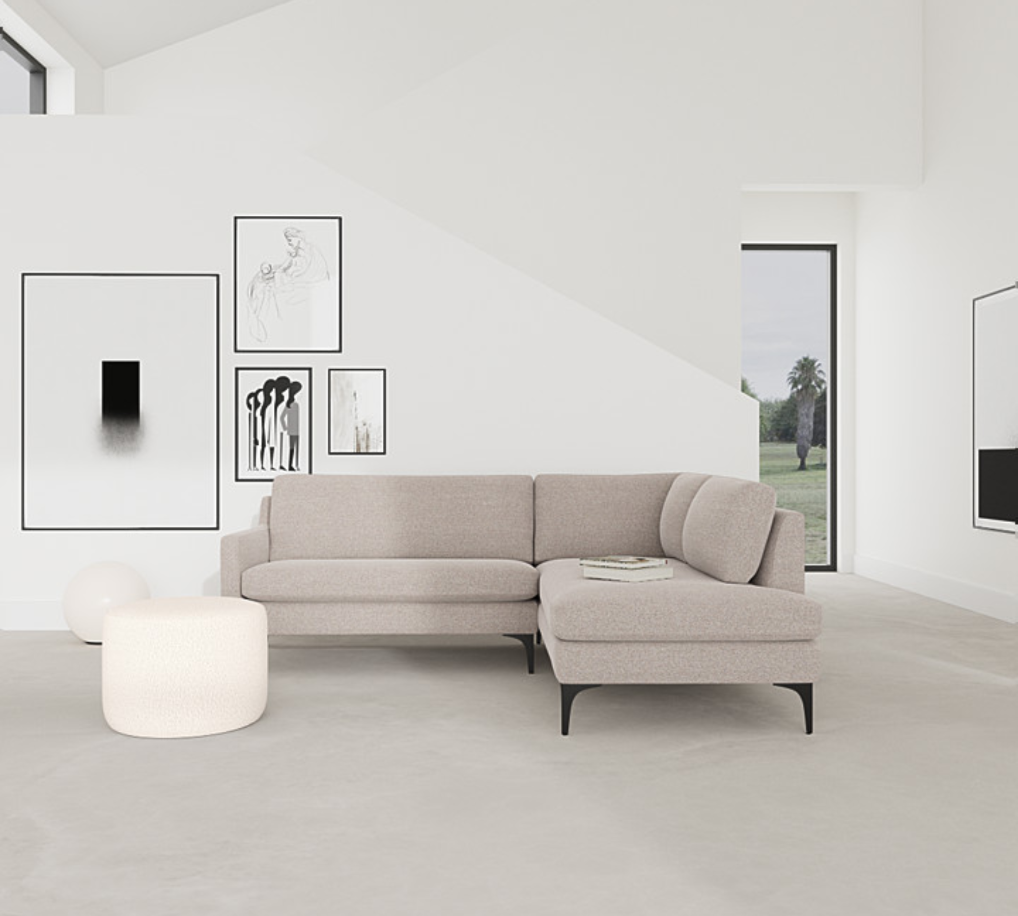 Astha Sofa Chaise Lounge Right Agnes Brown