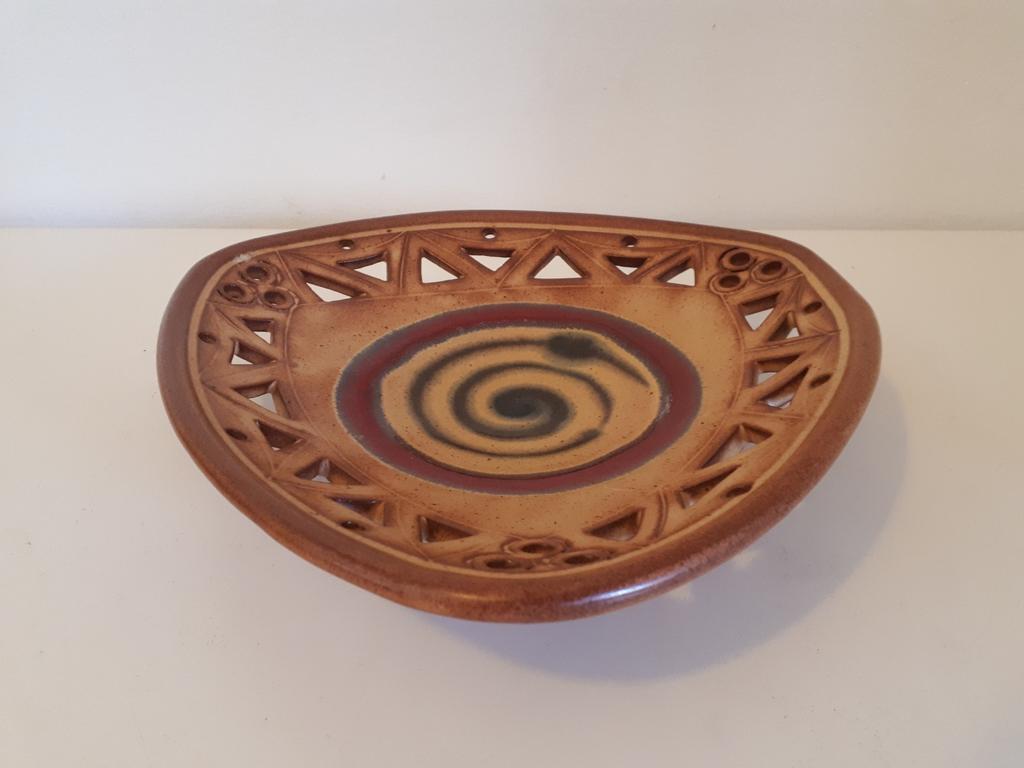 Vintage Schale Keramik Braun 1970er Jahre