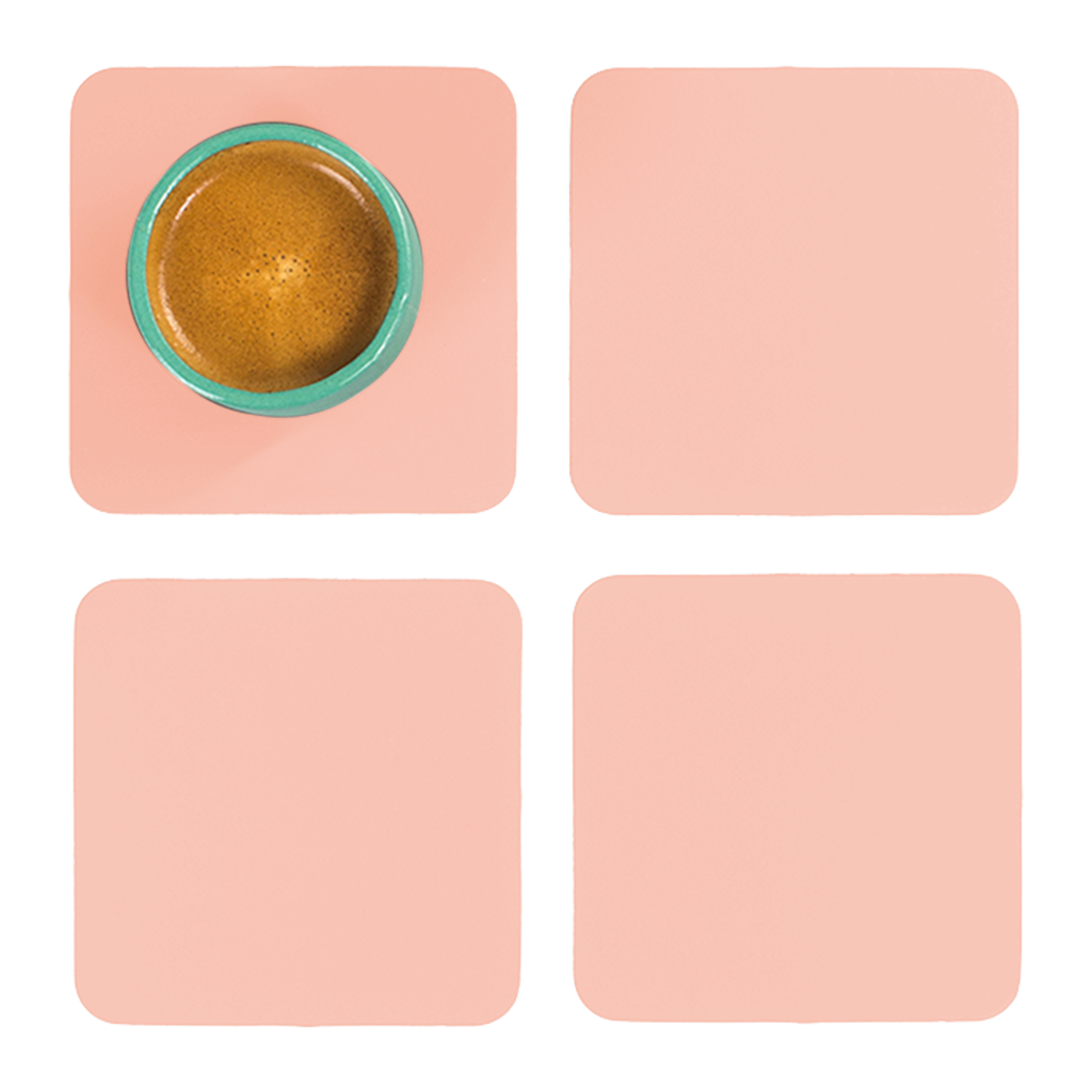 4x Untersetzer Quadratisch 100% Recyceltes Leder Rosa