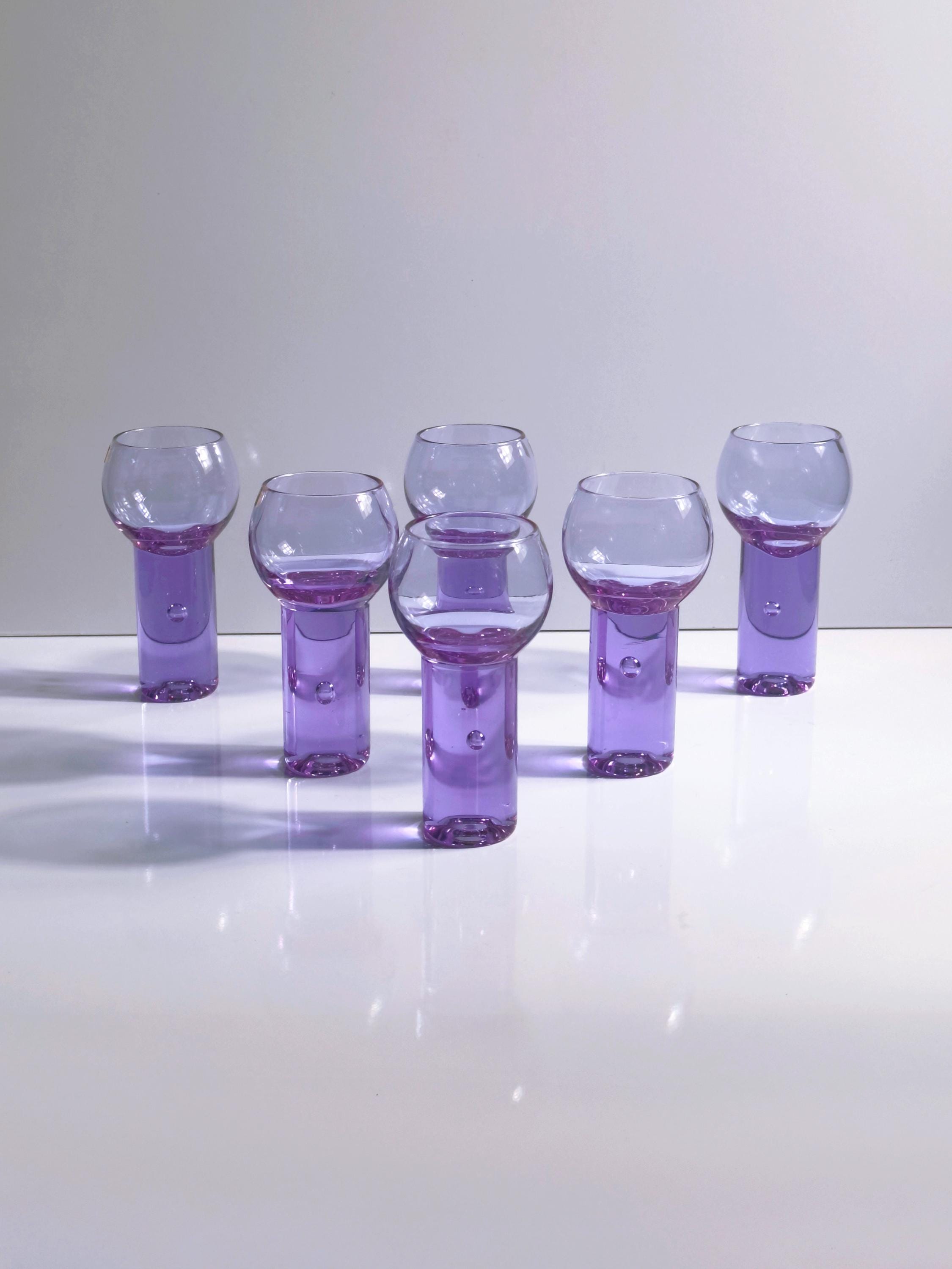 6x Vintage Aperitif glasses Alexandrite glass 1970s