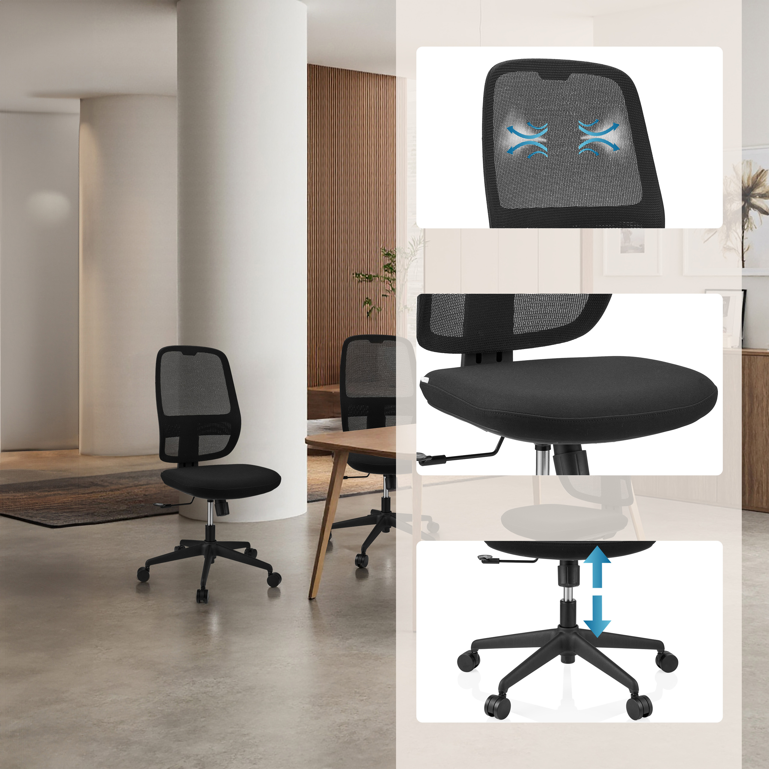 Minoro B Bürostuhl Netzstoff Schwarz